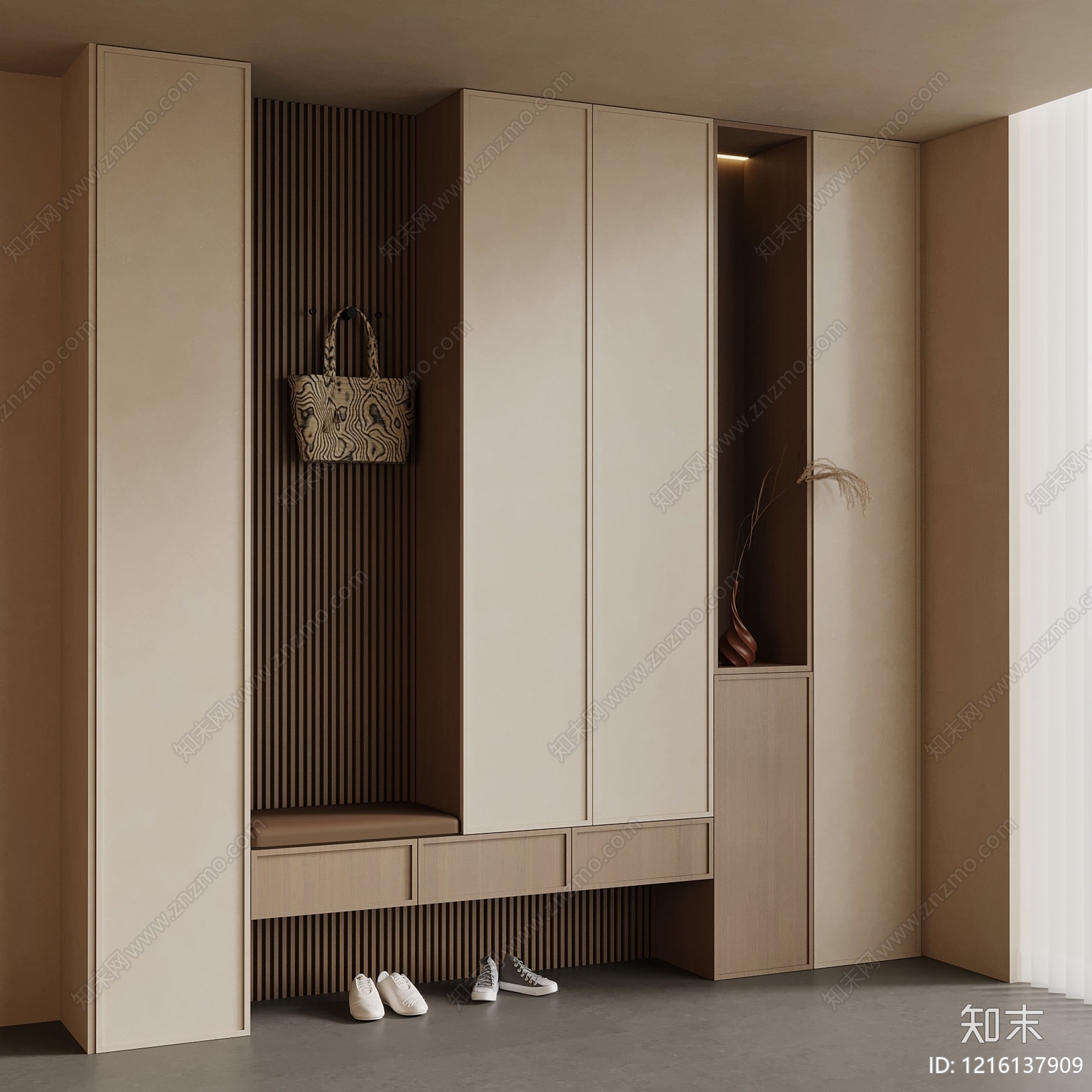 侘寂风玄关SU模型下载【ID:1216137909】