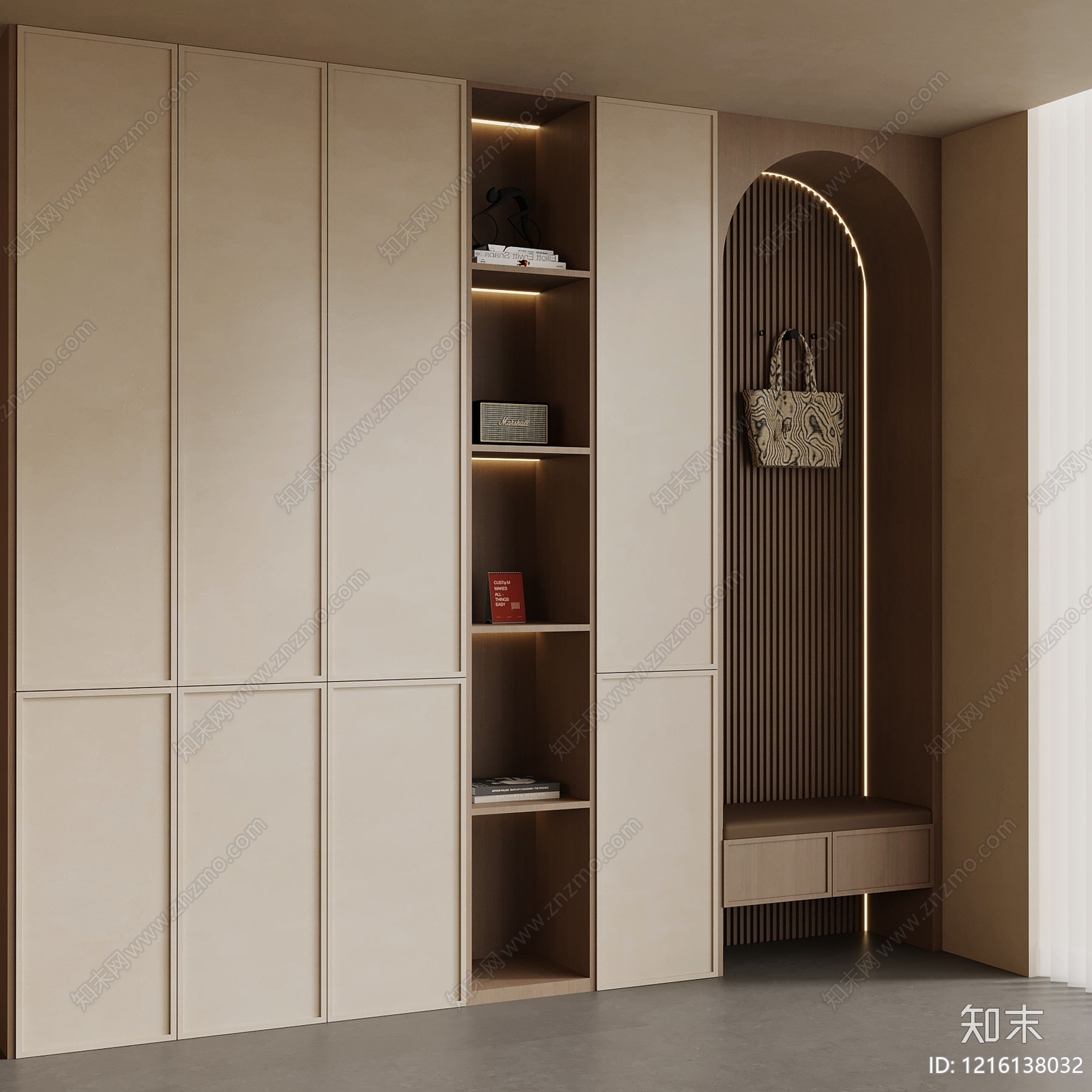 奶油风玄关3D模型下载【ID:1216138032】