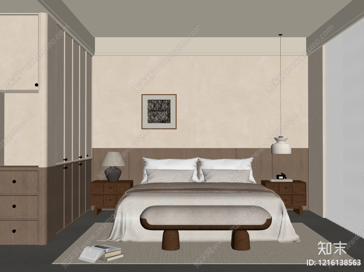 现代主卧SU模型下载【ID:1216138563】