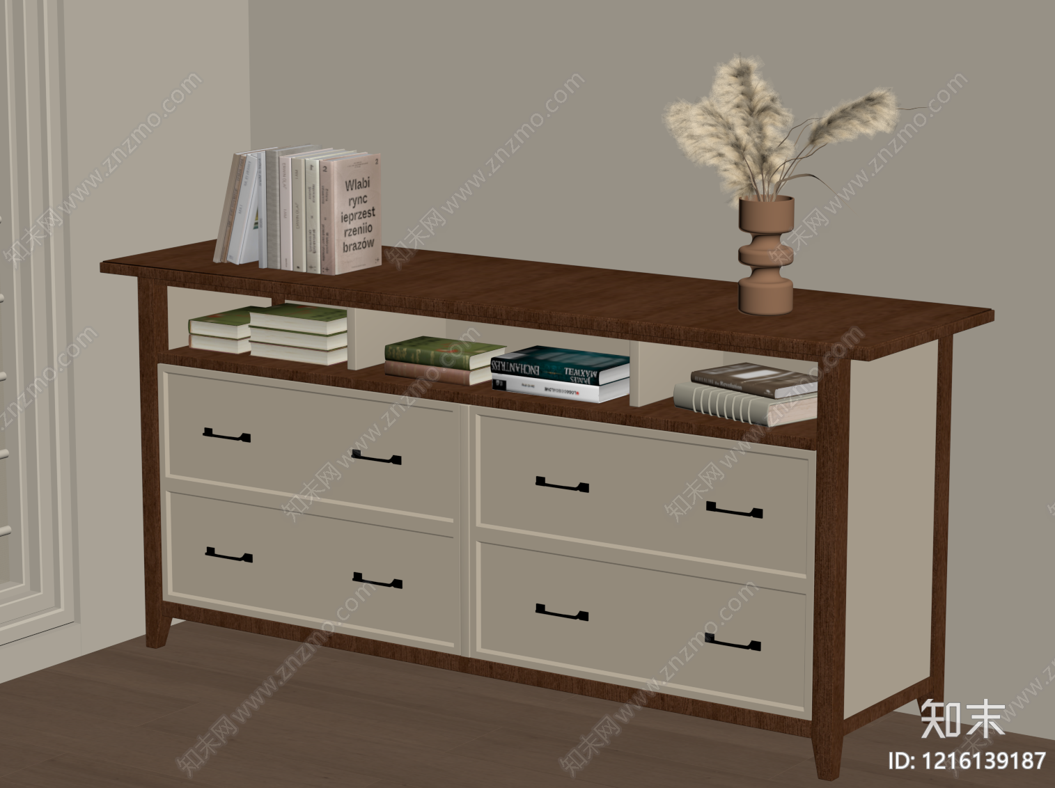 奶油风斗柜SU模型下载【ID:1216139187】