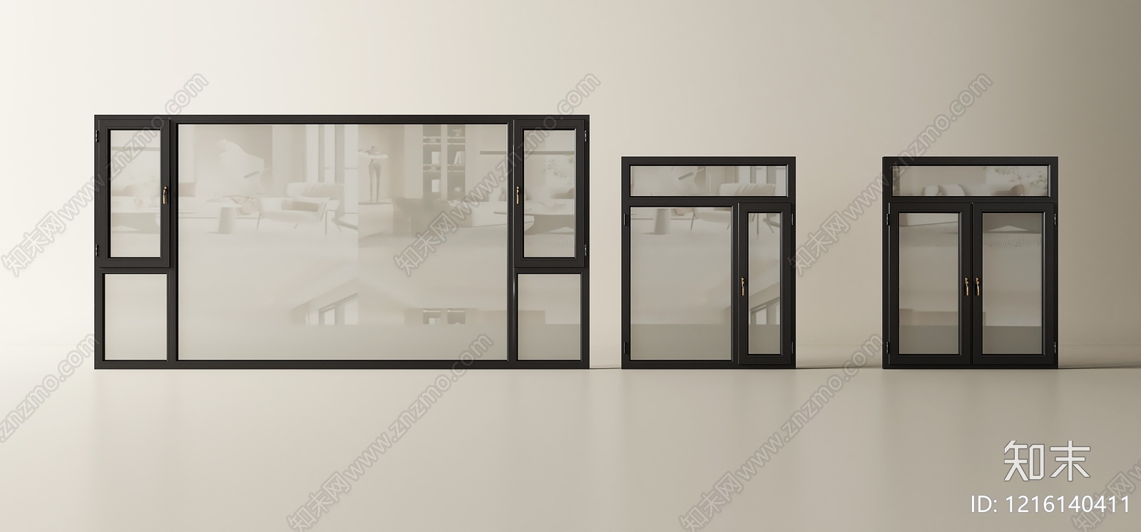 极简主义平开窗3D模型渲染效果图