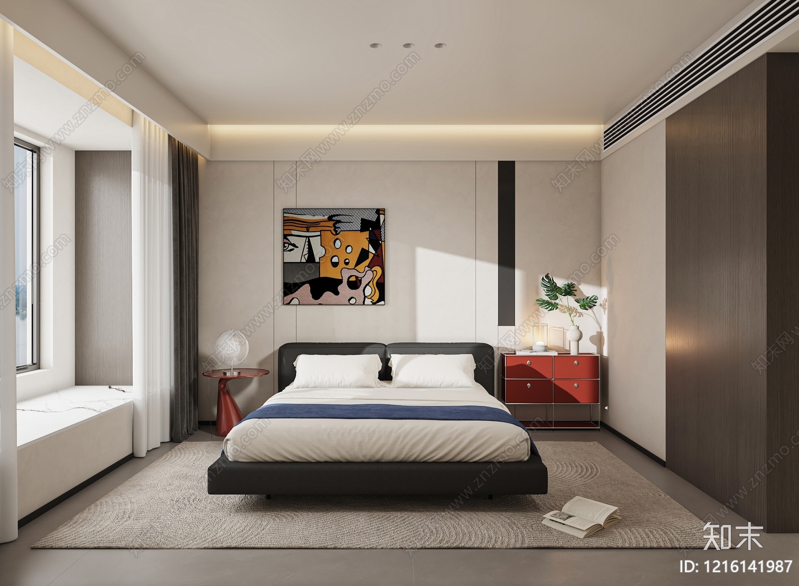 现代简约主卧3D模型下载【ID:1216141987】