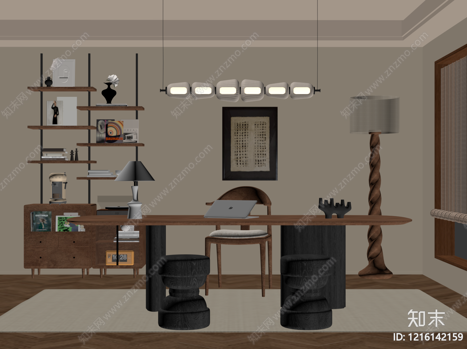 中古风书房SU模型下载【ID:1216142159】