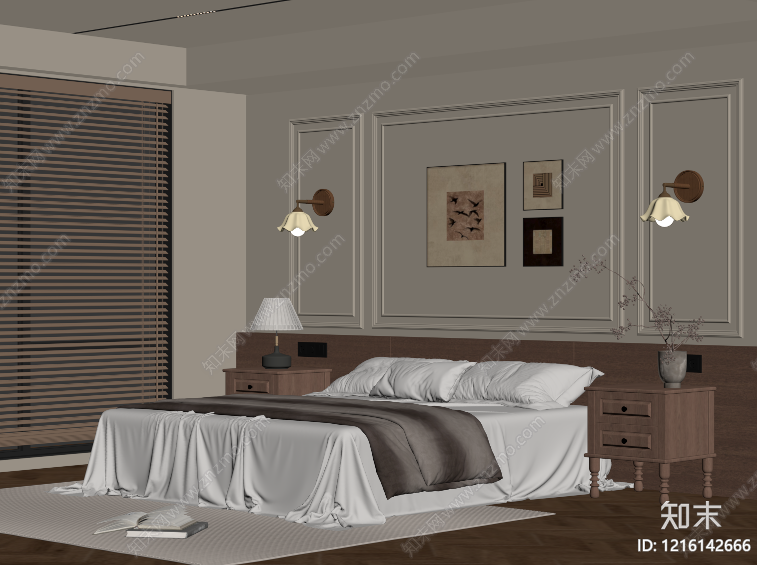 现代主卧SU模型下载【ID:1216142666】