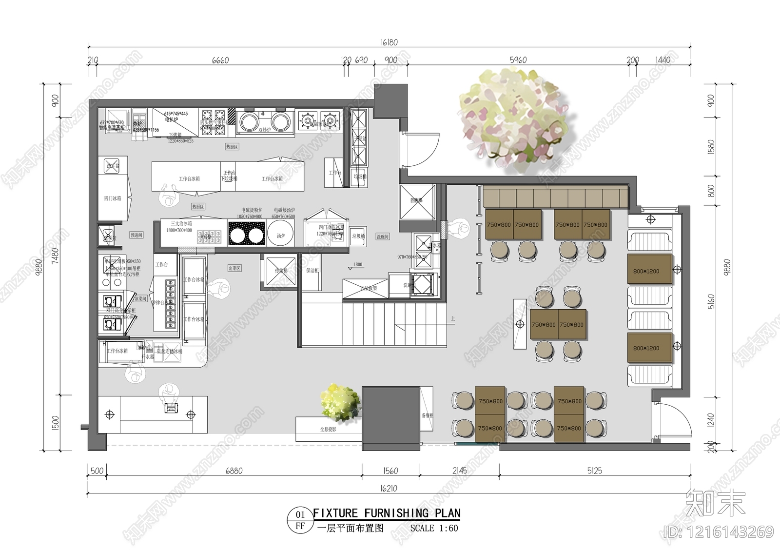 现代快餐店施工图下载【ID:1216143269】