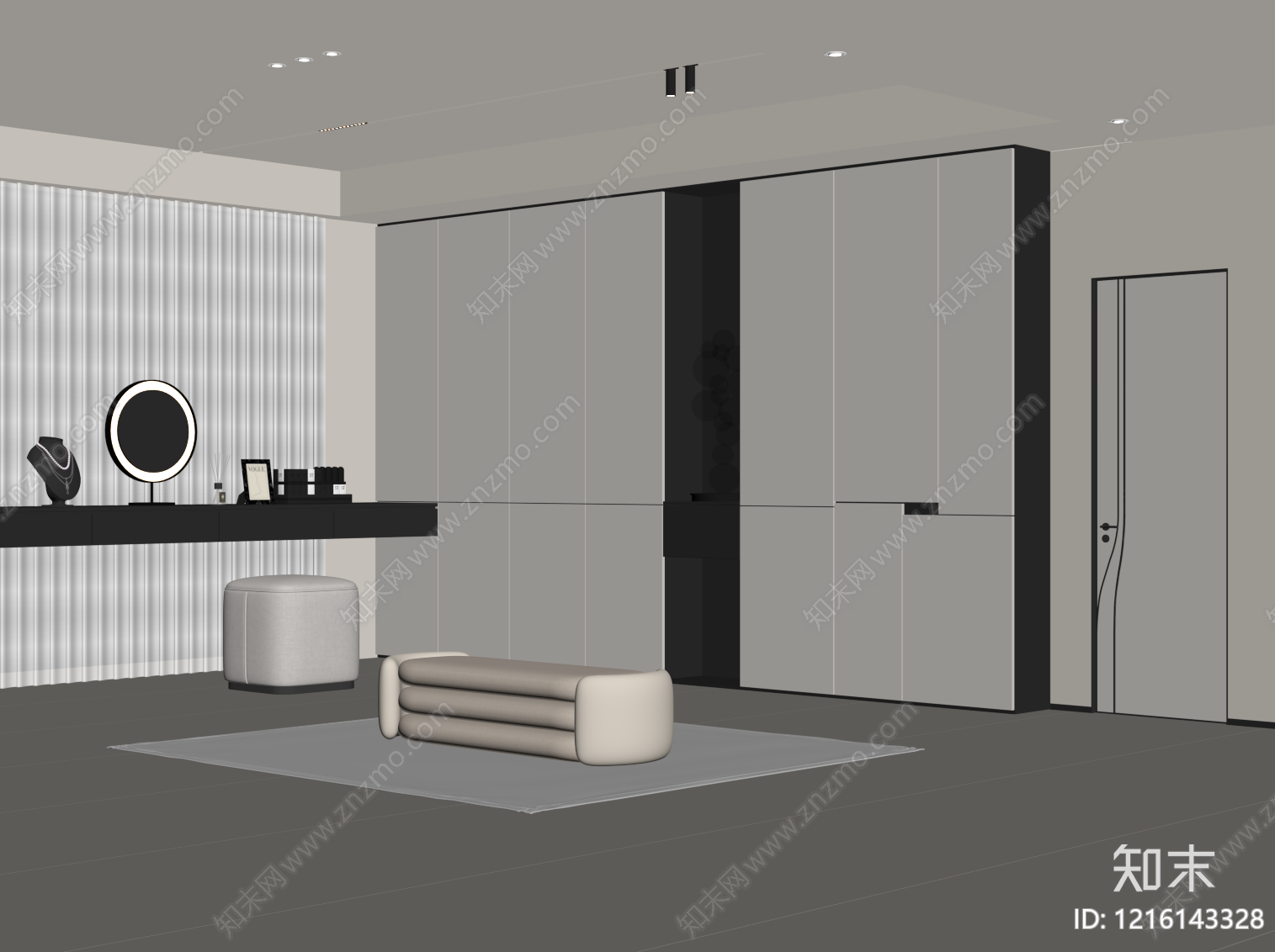 现代衣帽间SU模型下载【ID:1216143328】
