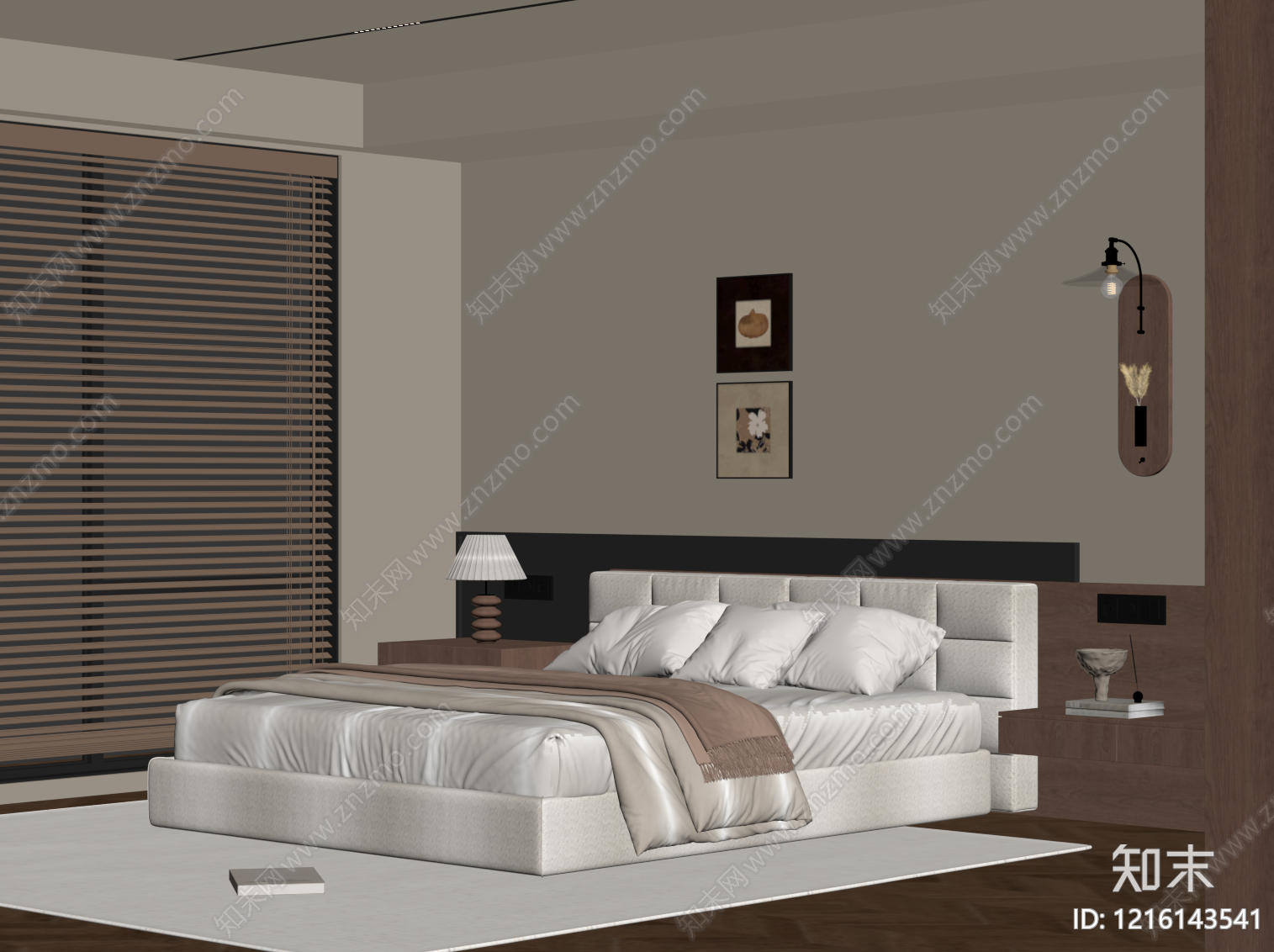 现代主卧SU模型下载【ID:1216143541】