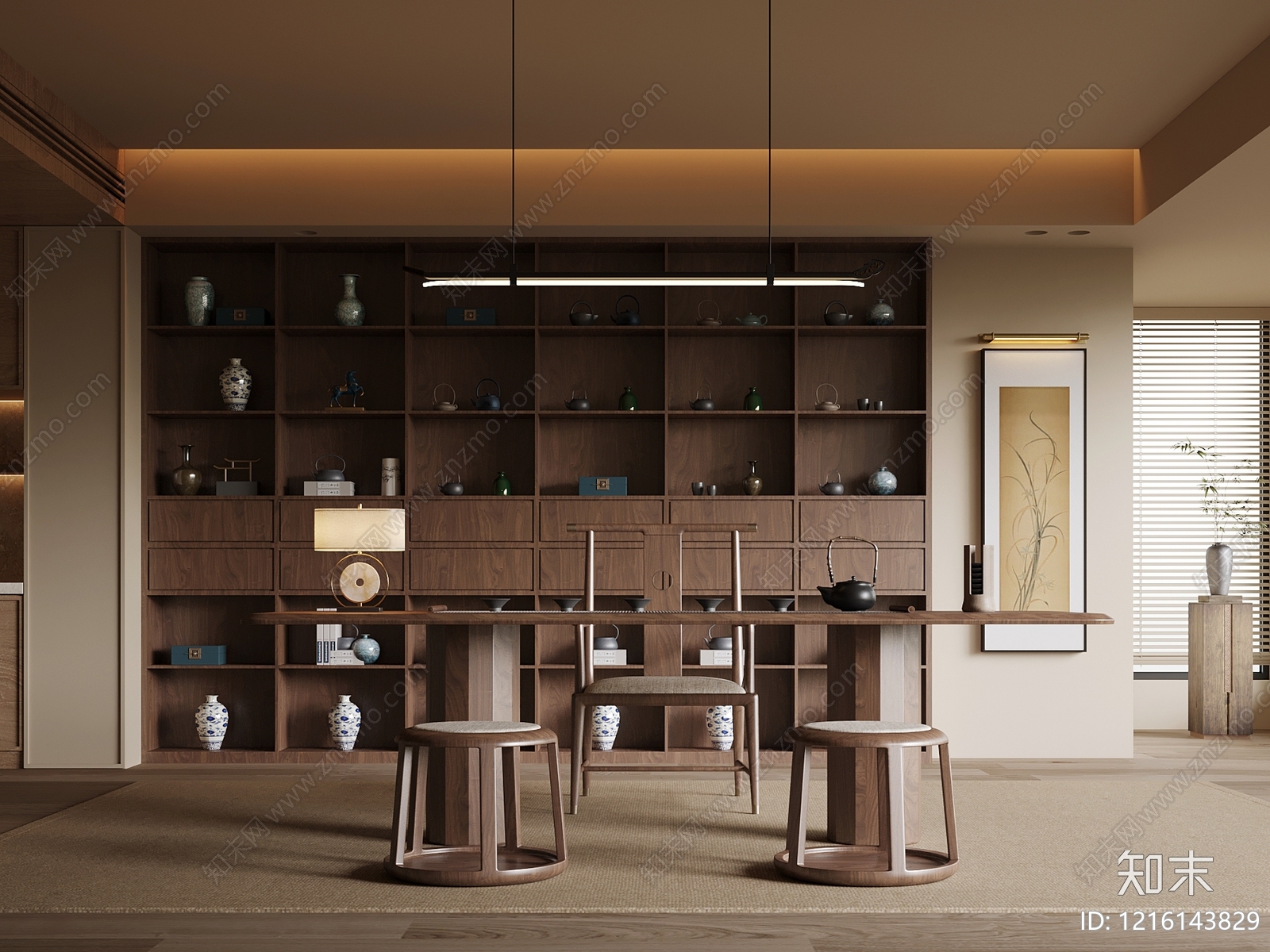 新中式茶室3D模型下载【ID:1216143829】