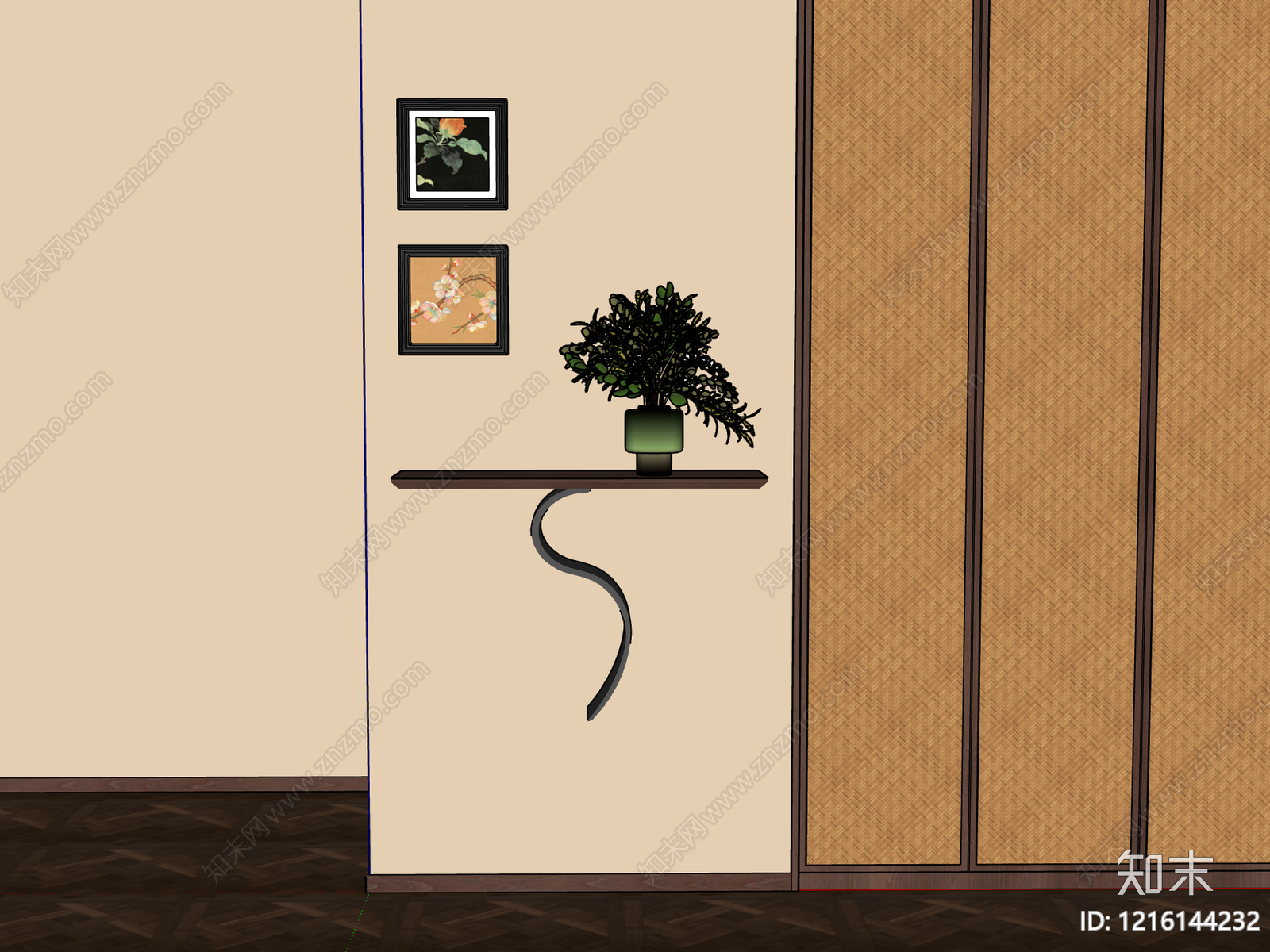 新中式玄关SU模型下载【ID:1216144232】