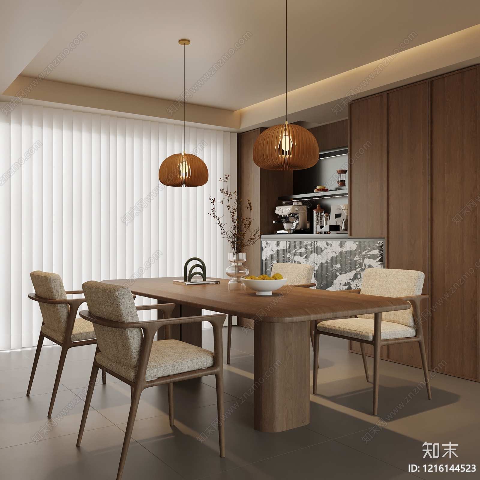原木风家居餐厅SU模型下载【ID:1216144523】