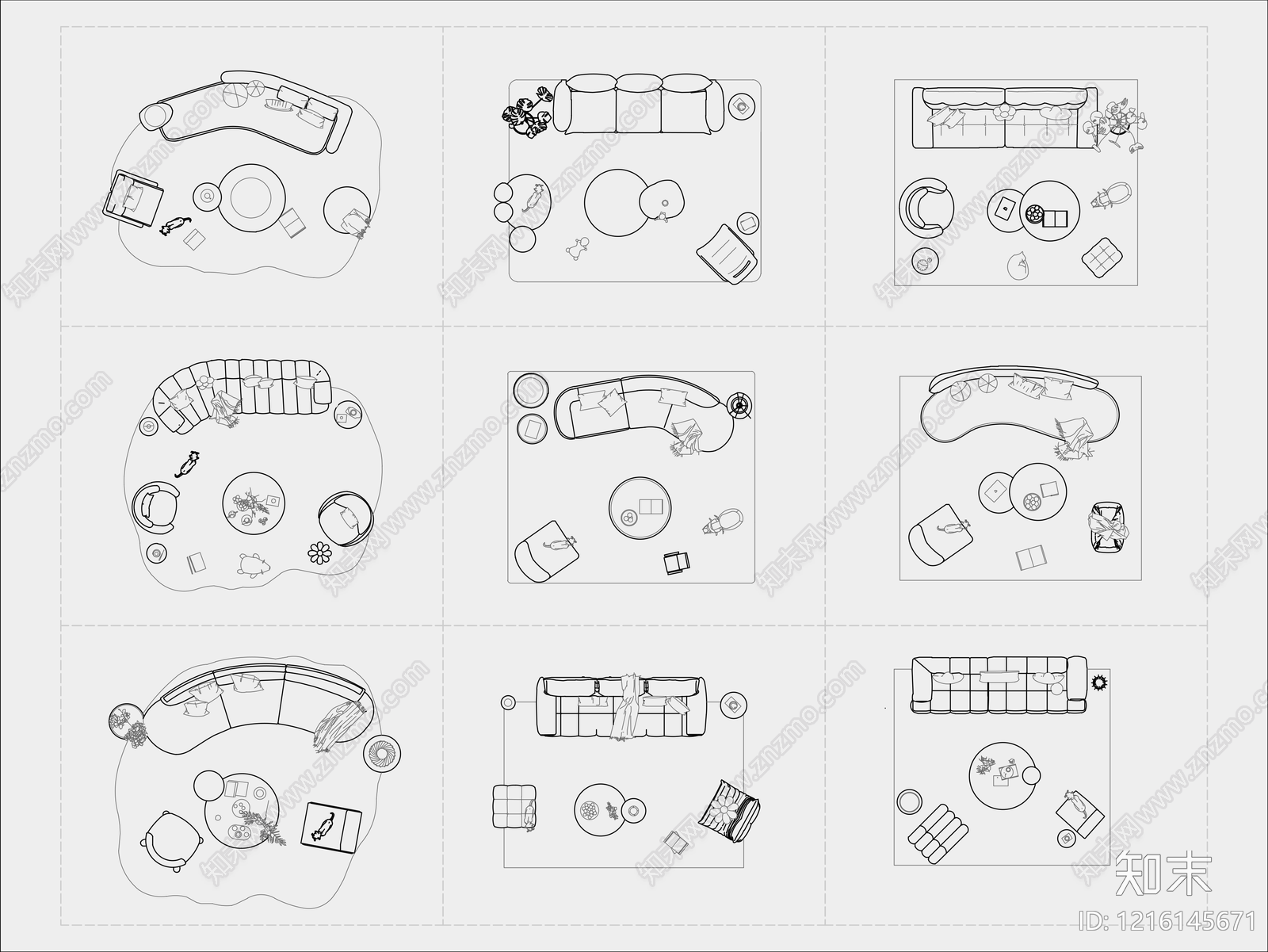 奶油法式沙发施工图下载【ID:1216145671】