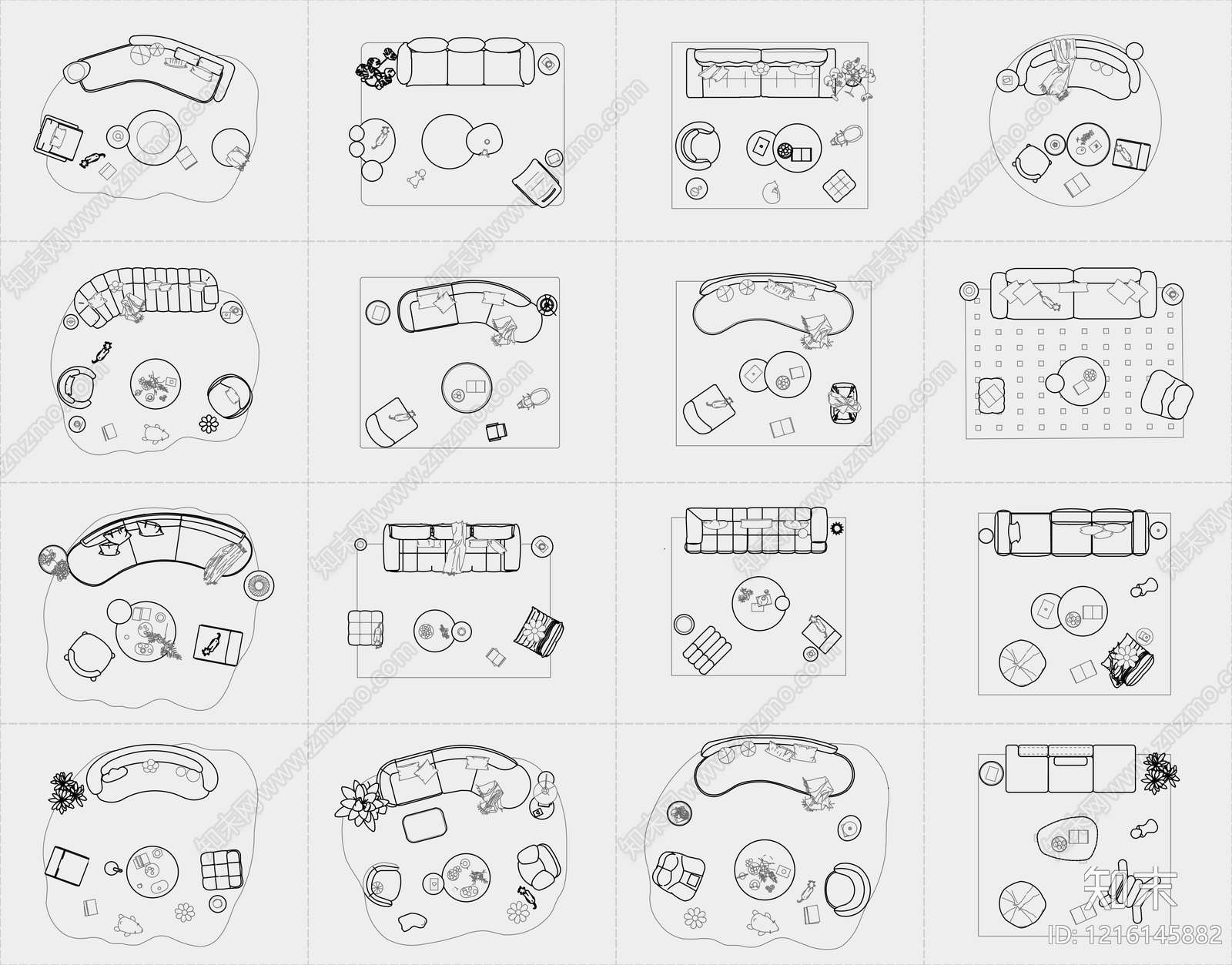 奶油现代家具图库施工图下载【ID:1216145882】