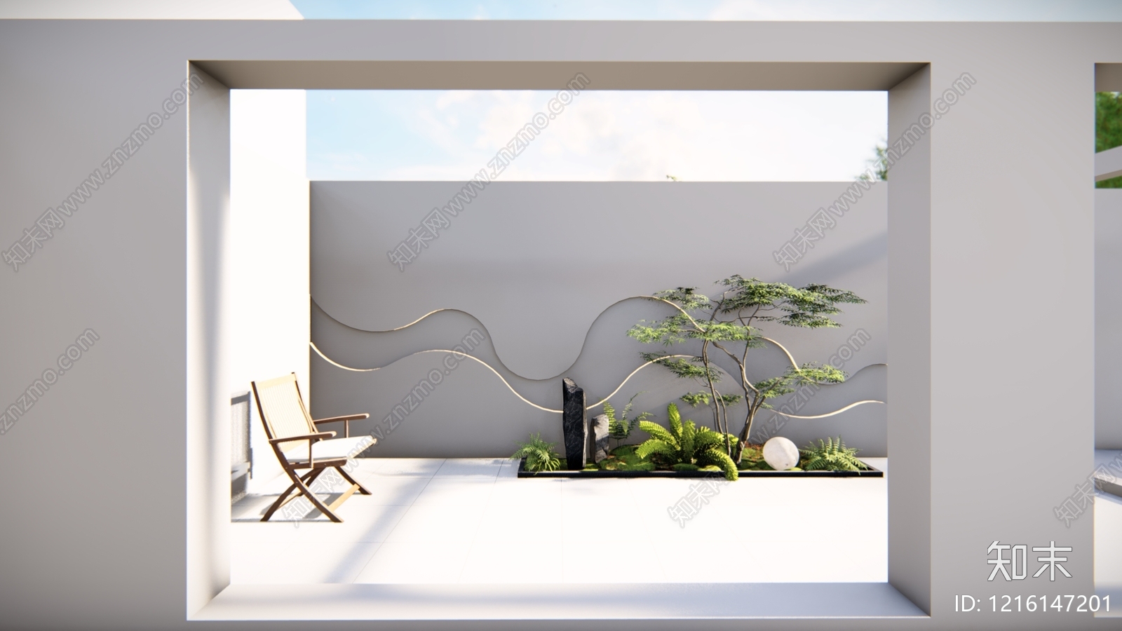 新中式别墅庭院SU模型下载【ID:1216147201】