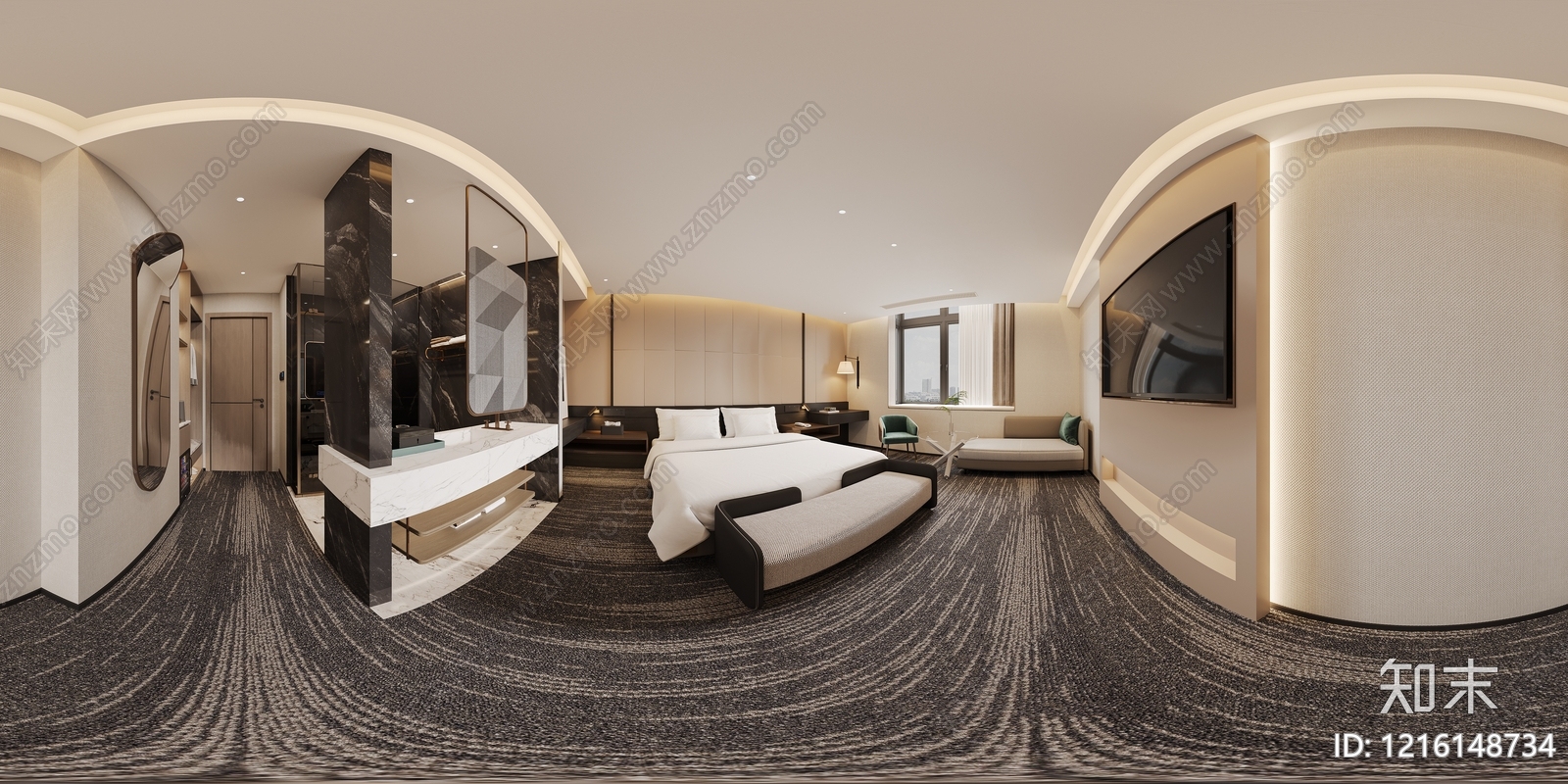 现代简约酒店客房3D模型下载【ID:1216148734】