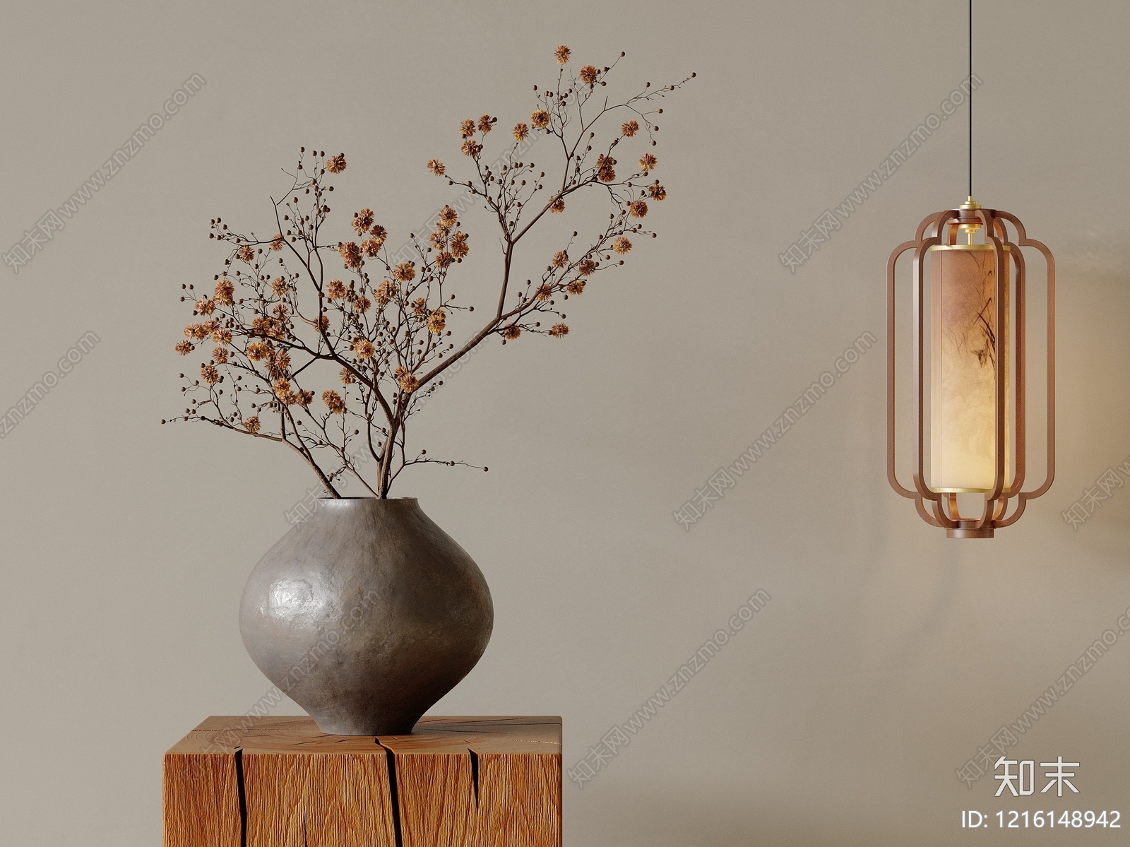 新中式花艺3D模型下载【ID:1216148942】
