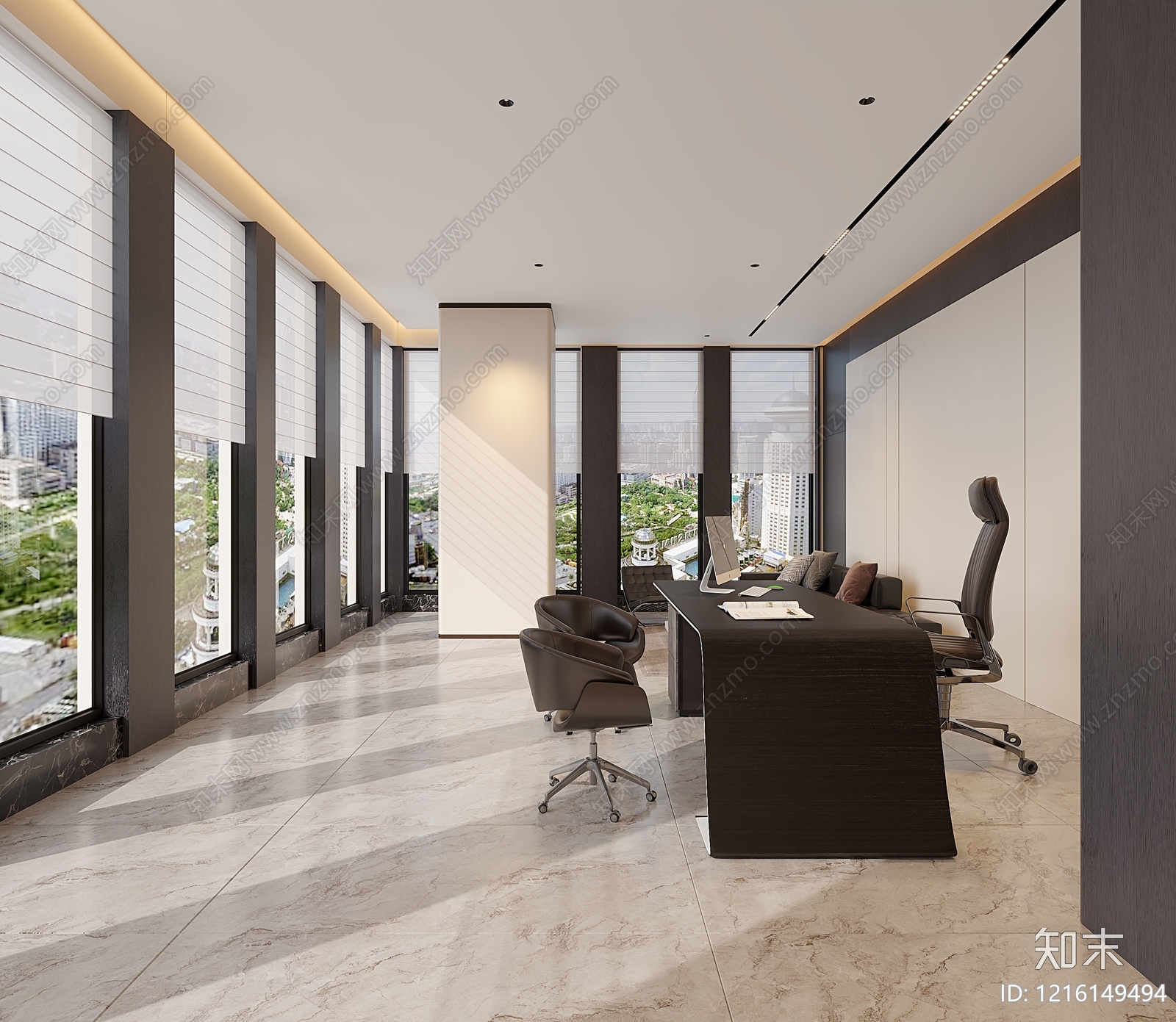 现代极简董事长办公室3D模型下载【ID:1216149494】