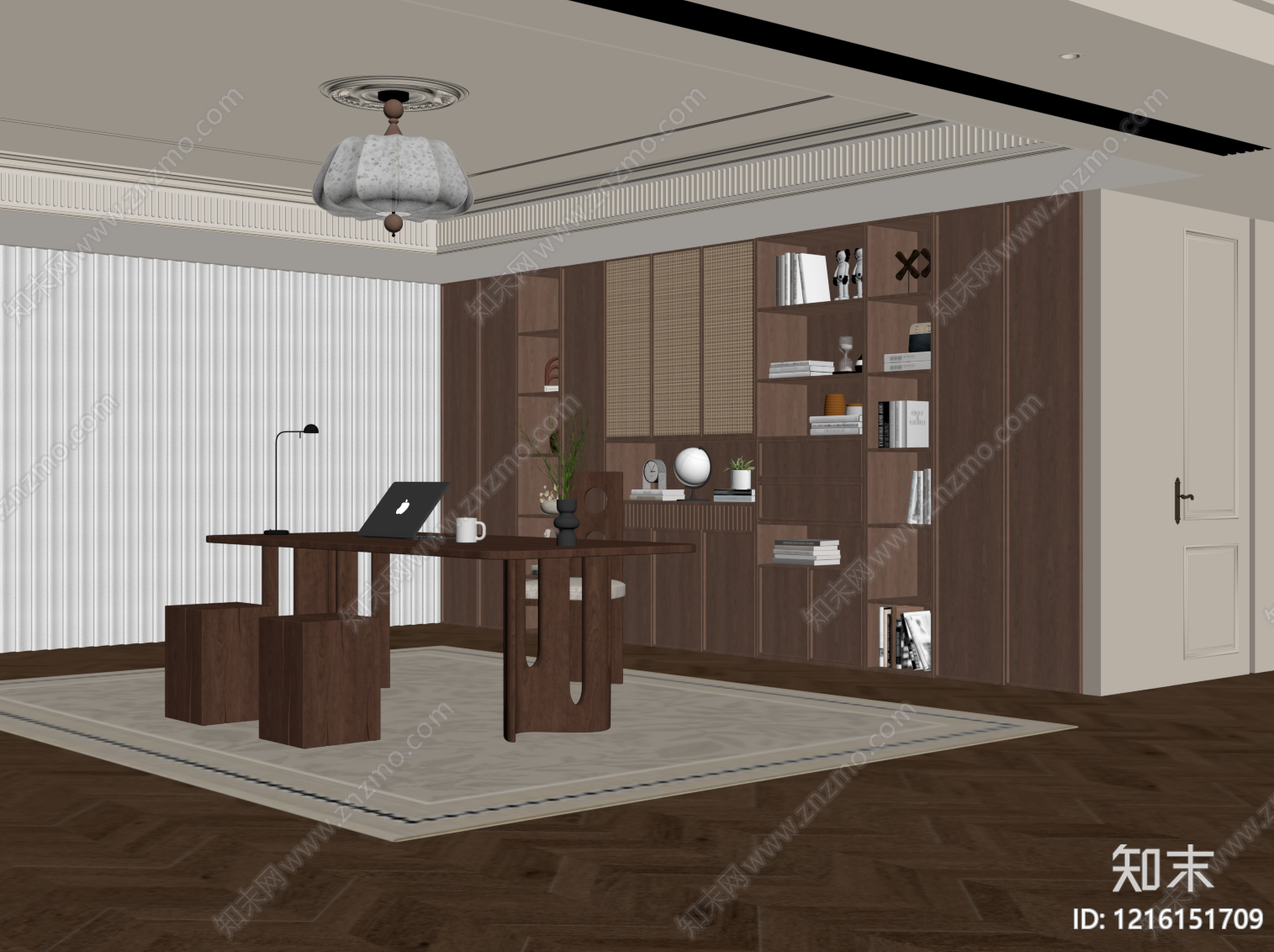 中古风书房SU模型下载【ID:1216151709】