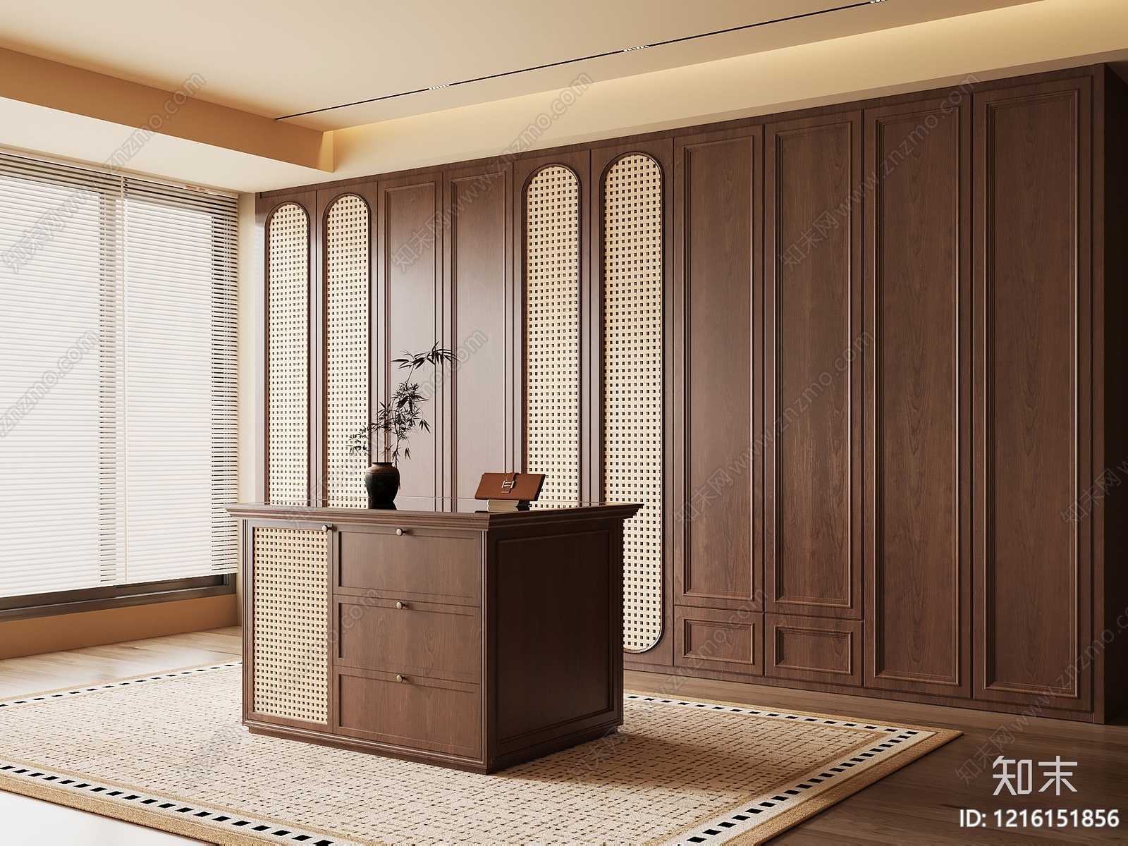 新中式衣帽间SU模型下载【ID:1216151856】