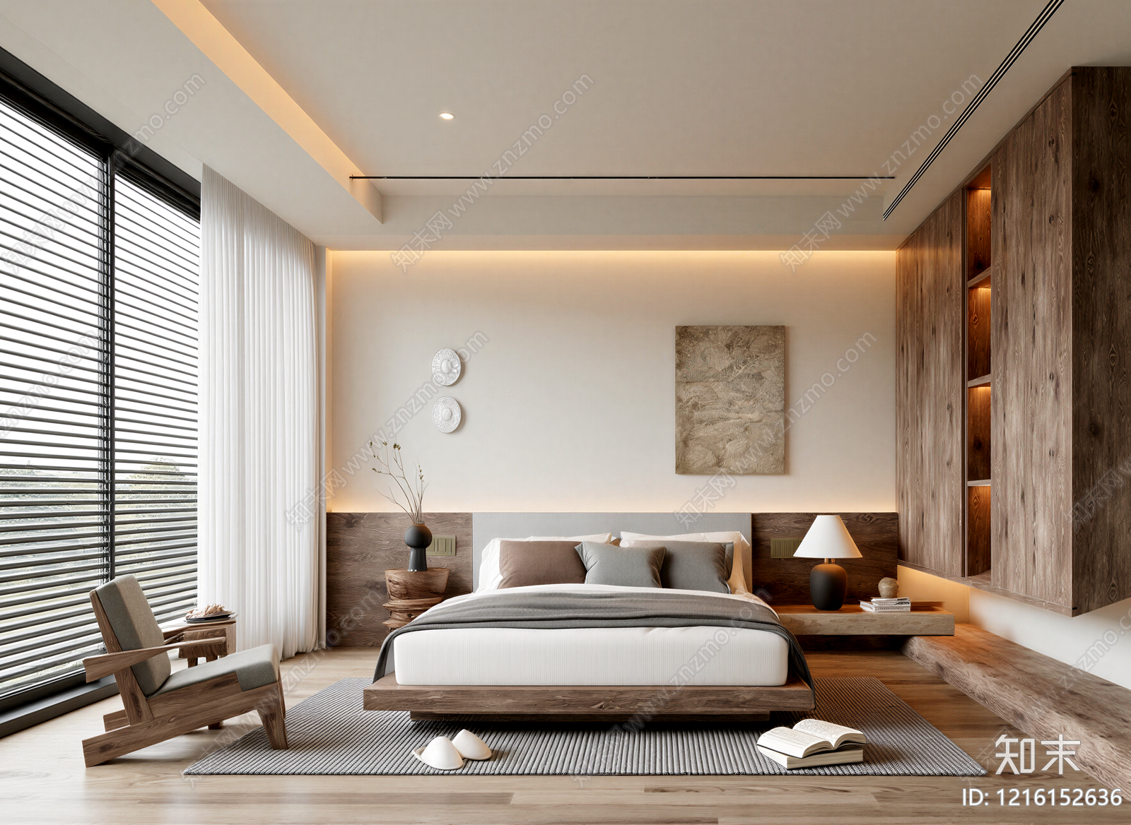 侘寂主卧SU模型下载【ID:1216152636】