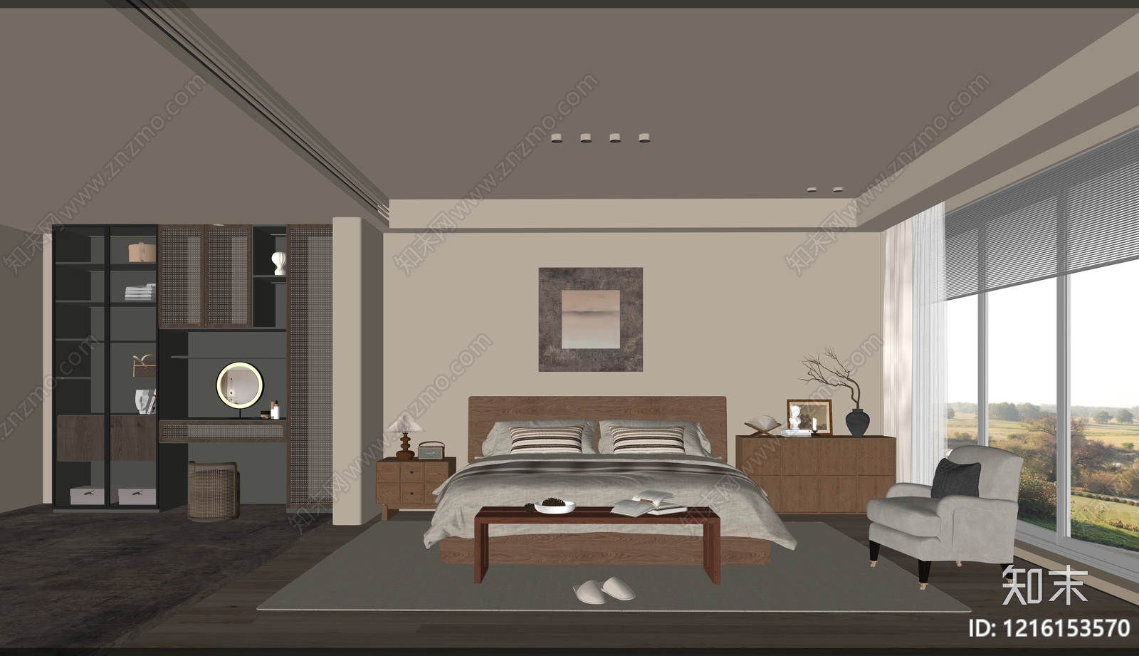 现代主卧SU模型下载【ID:1216153570】