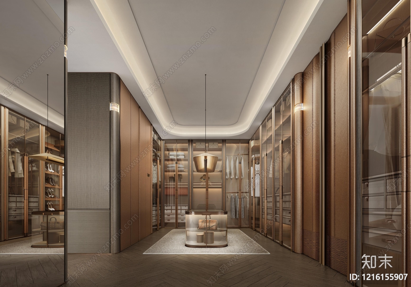 现代衣帽间施工图下载【ID:1216155907】