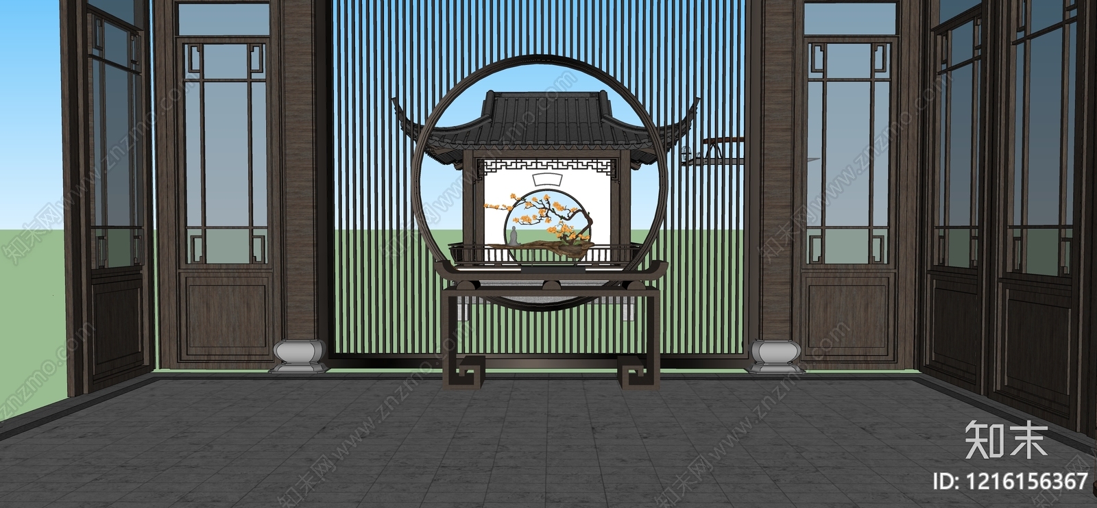 新中式其他景观小建筑SU模型下载【ID:1216156367】