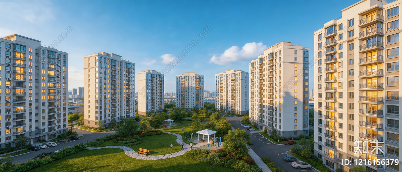 现代小区HDR贴图下载【ID:1216156379】