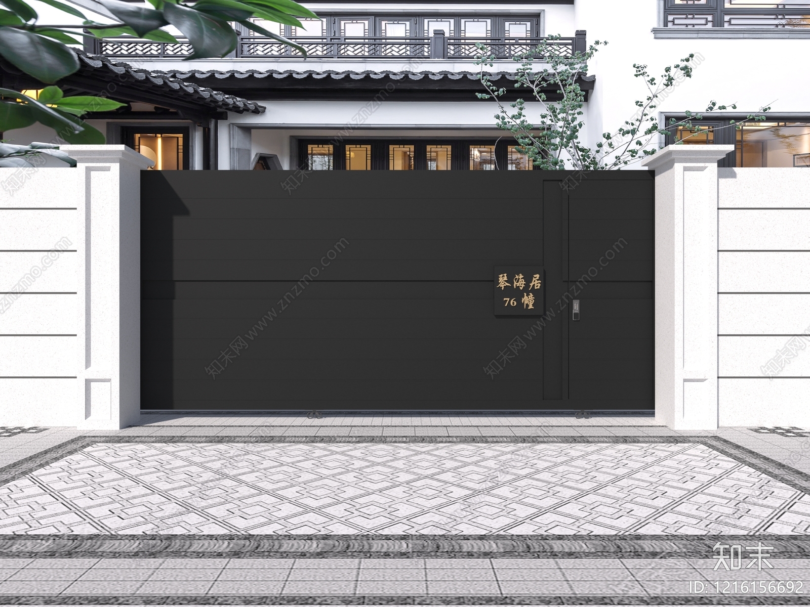 新中式别墅外观3D模型下载【ID:1216156692】