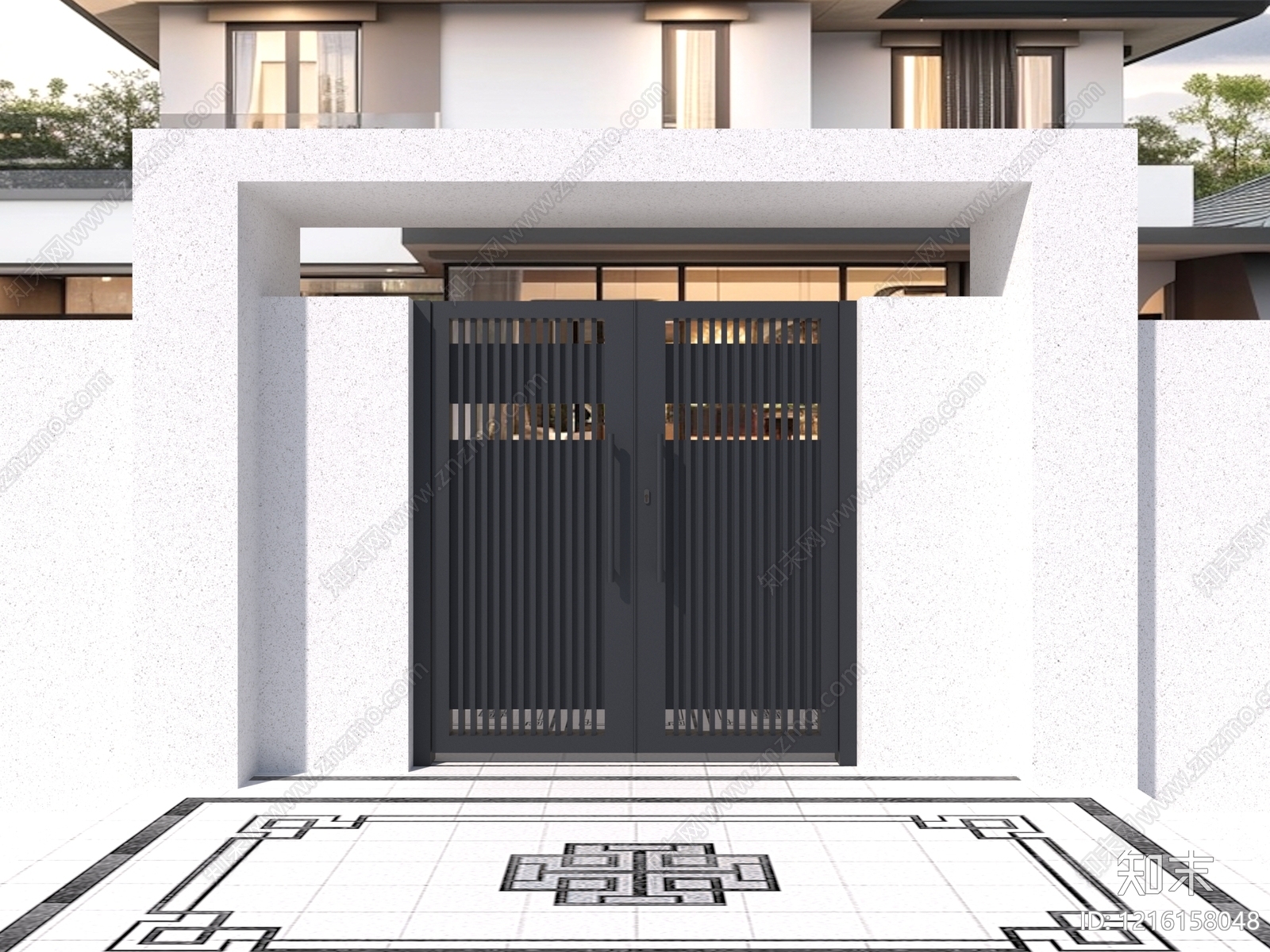 现代极简别墅外观3D模型下载【ID:1216158048】