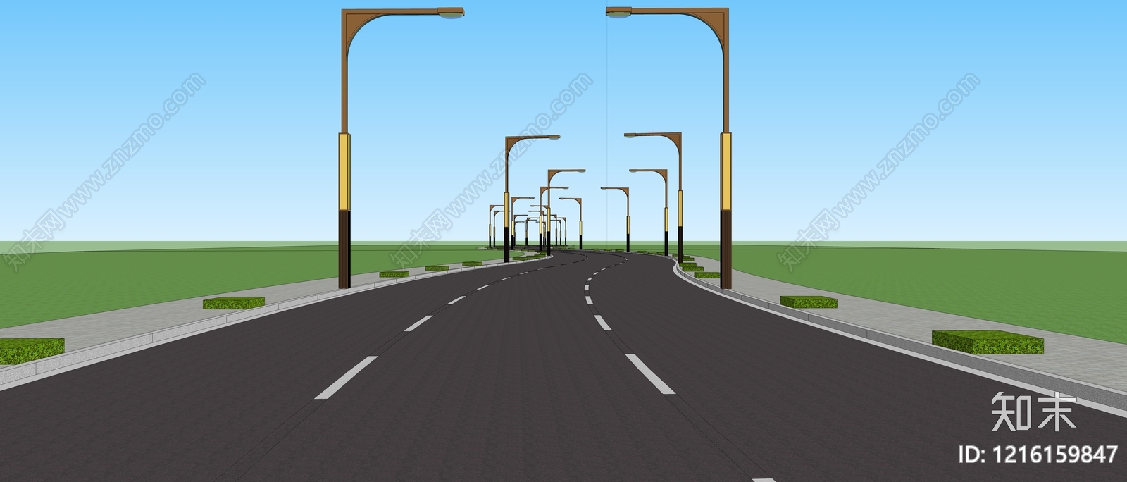 现代简约车行道路SU模型下载【ID:1216159847】