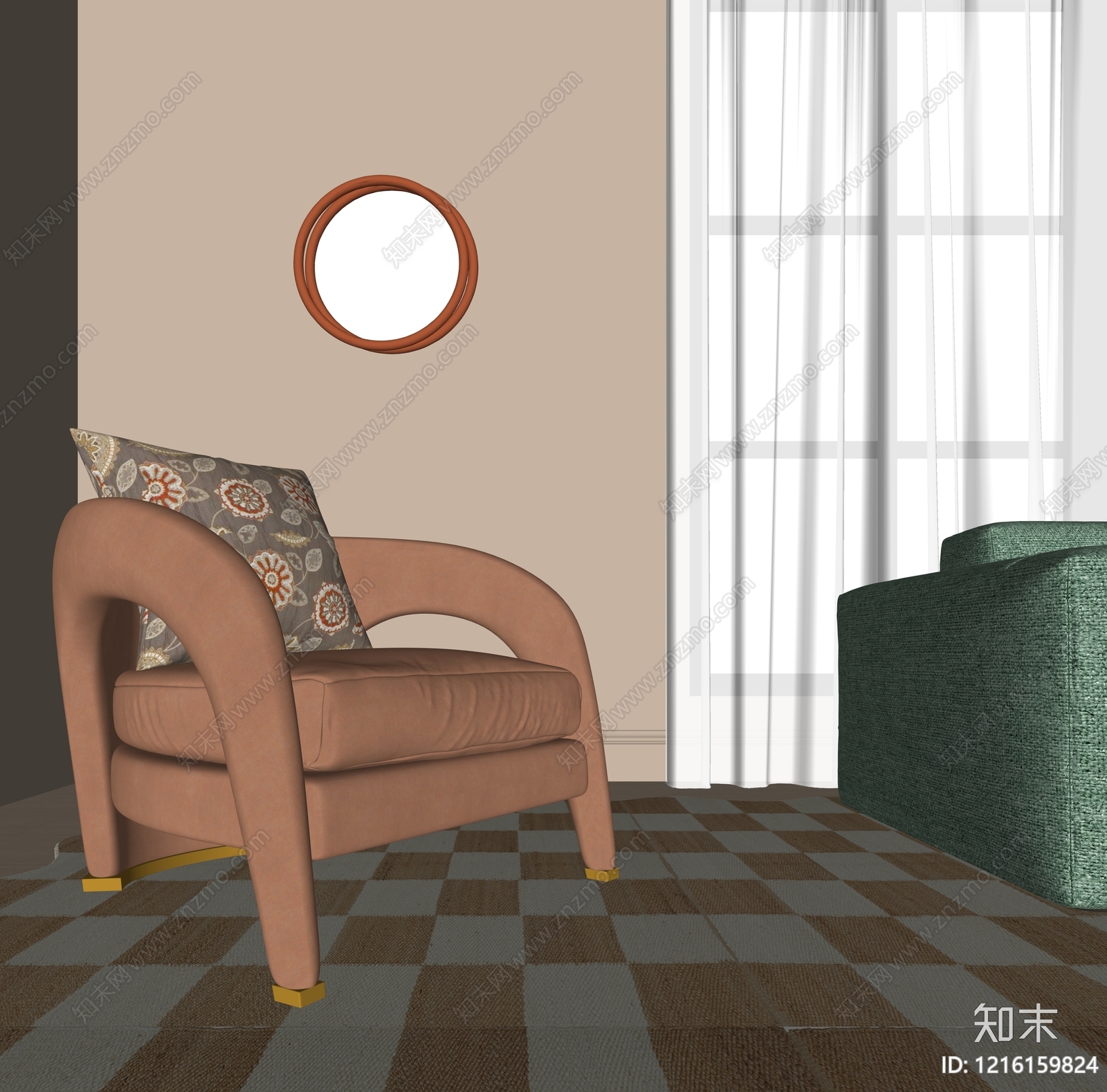 现代轻奢休闲椅SU模型下载【ID:1216159824】