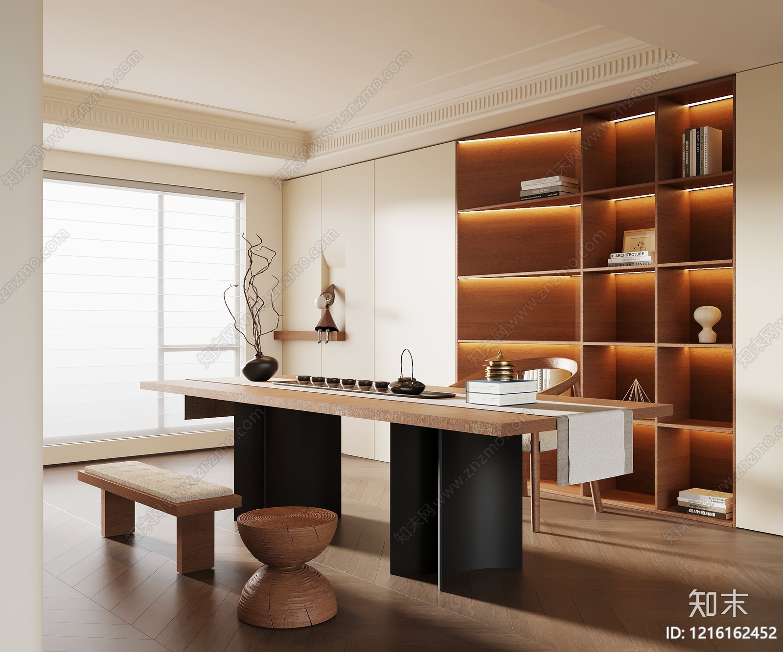 新中式茶室SU模型下载【ID:1216162452】