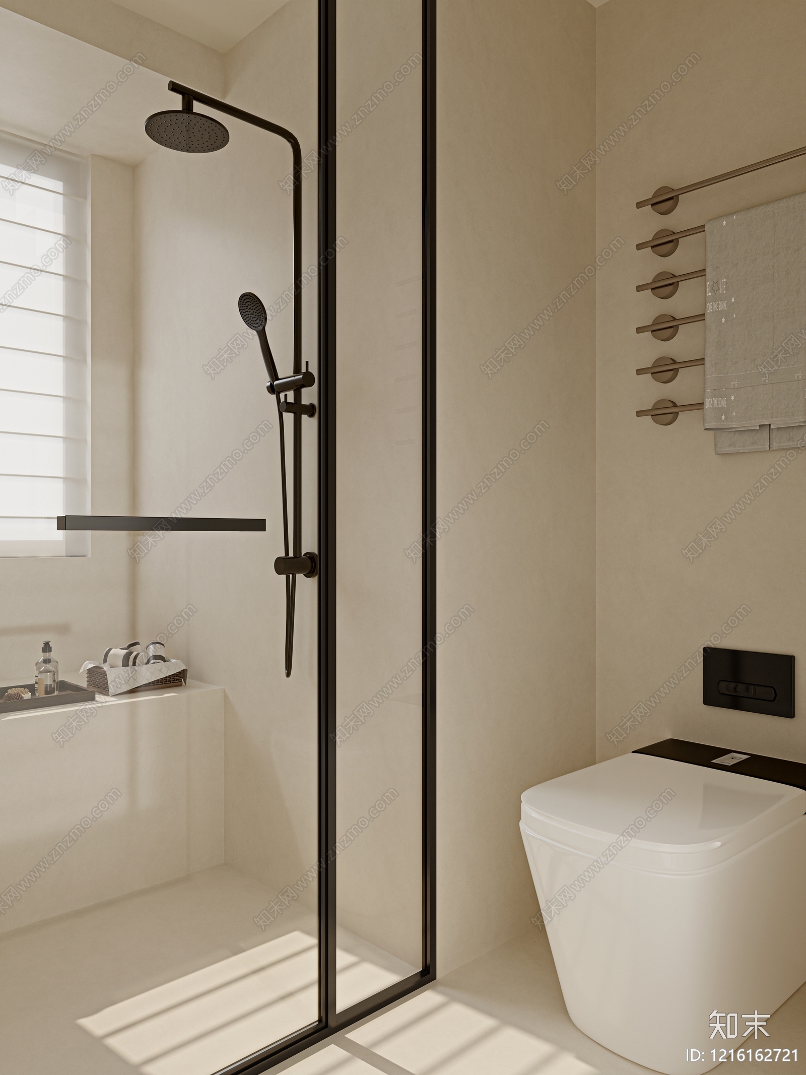 奶油风卫生间3D模型下载【ID:1216162721】