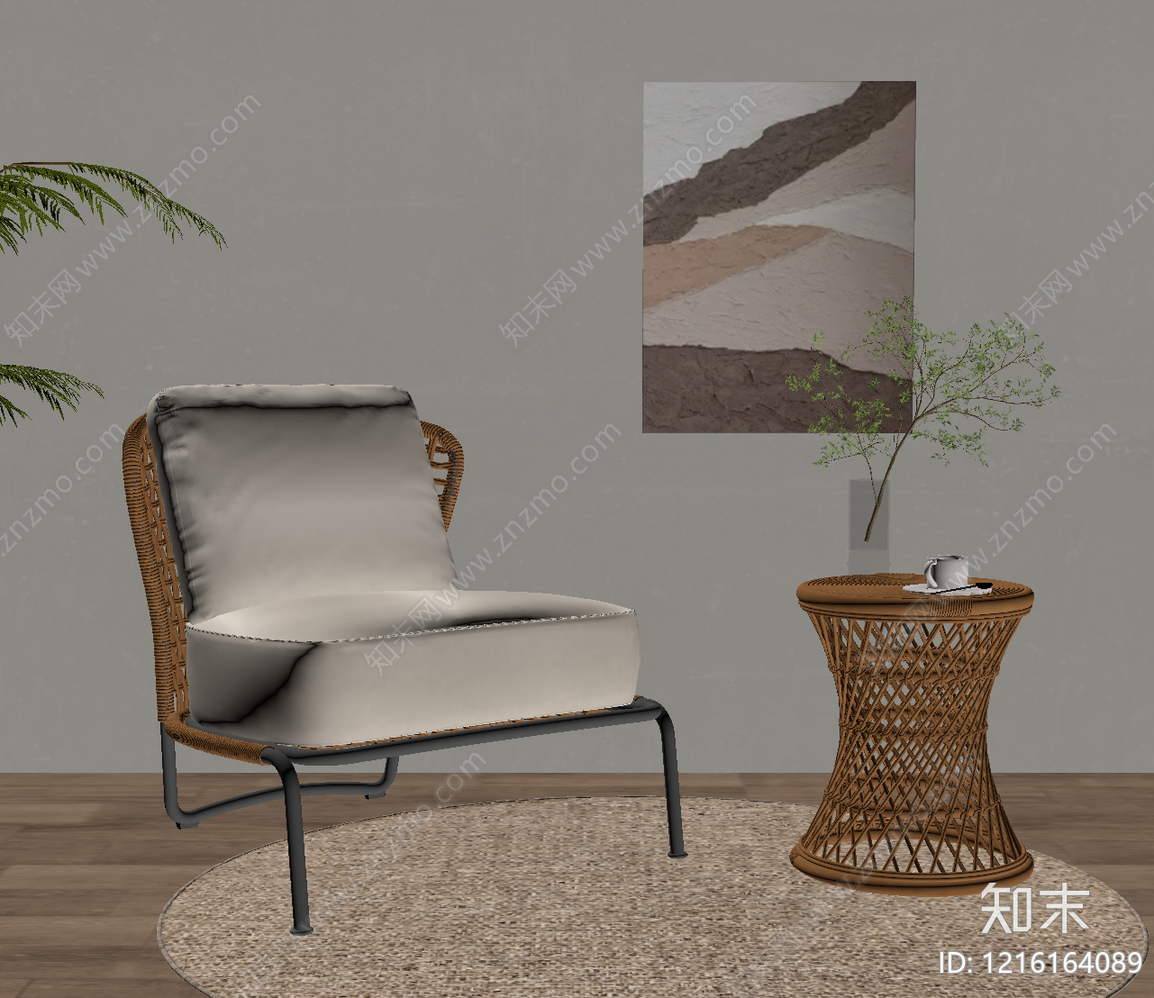 侘寂休闲椅SU模型下载【ID:1216164089】