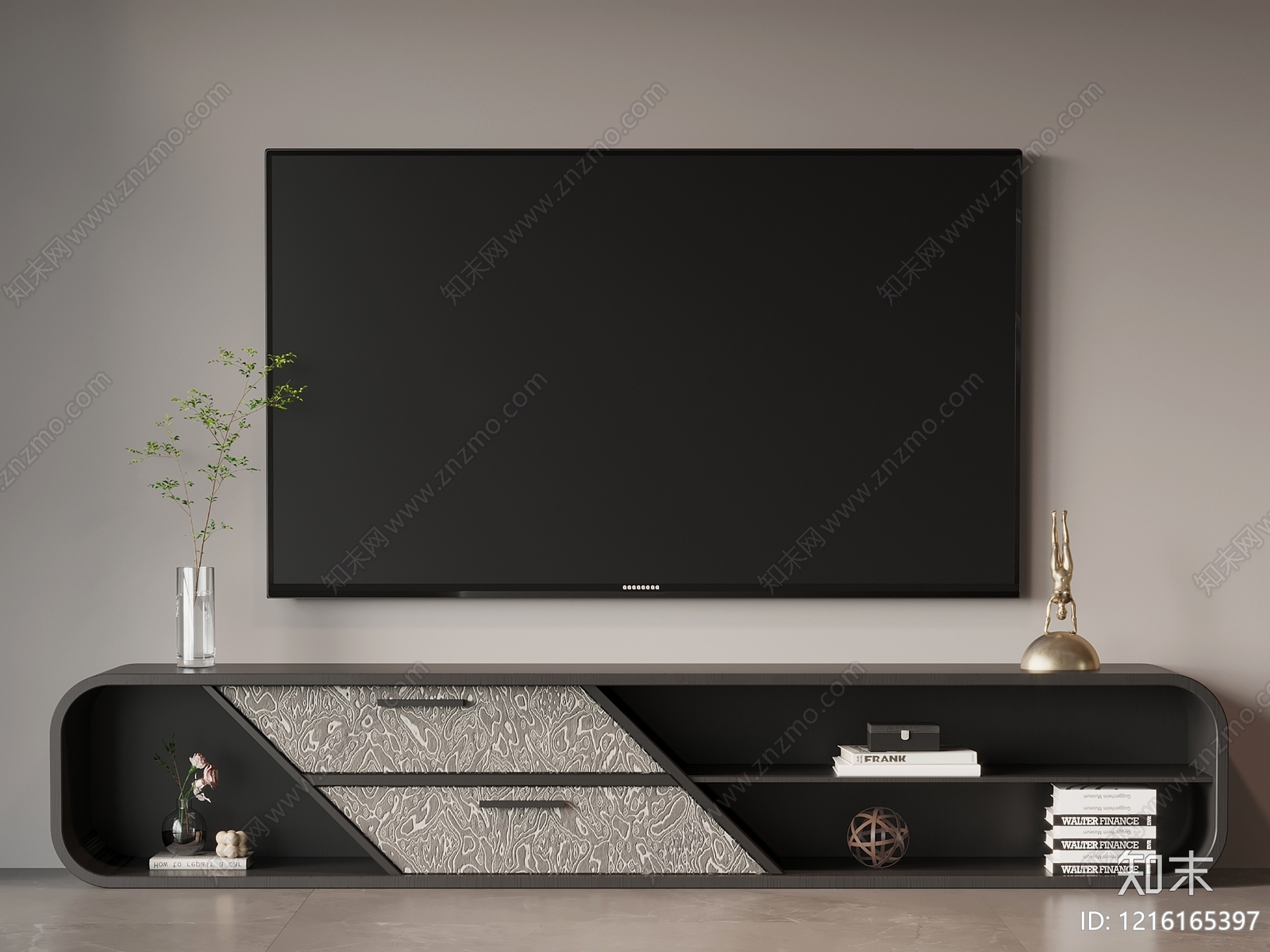 现代简约储物柜3D模型下载【ID:1216165397】