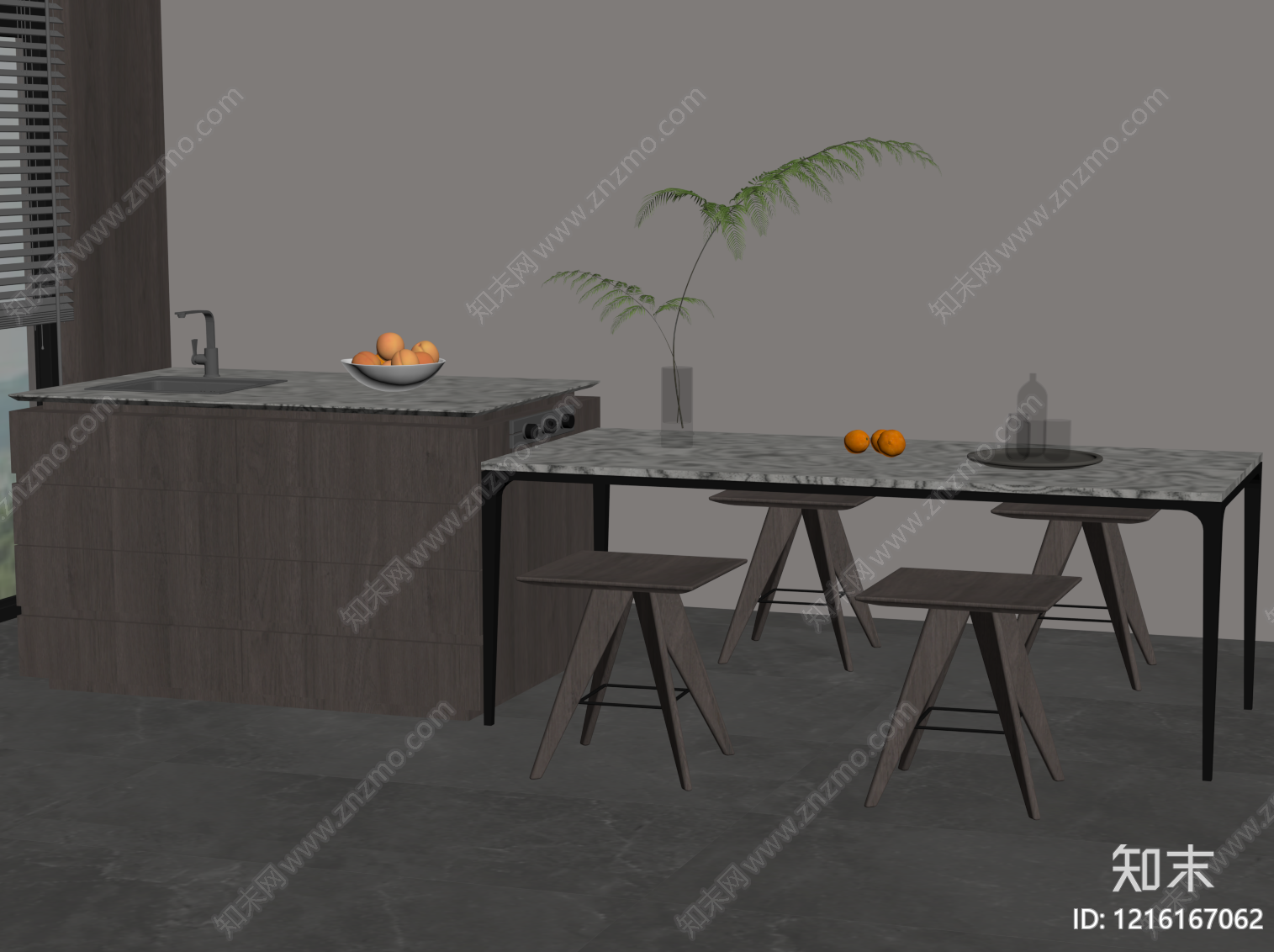 极简岛台SU模型下载【ID:1216167062】
