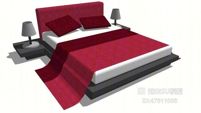 双人床SU模型下载【ID:519321259】