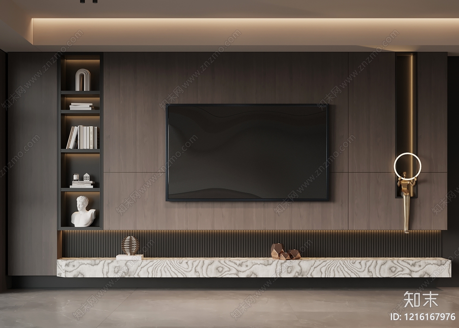 现代极简电视背景墙3D模型下载【ID:1216167976】