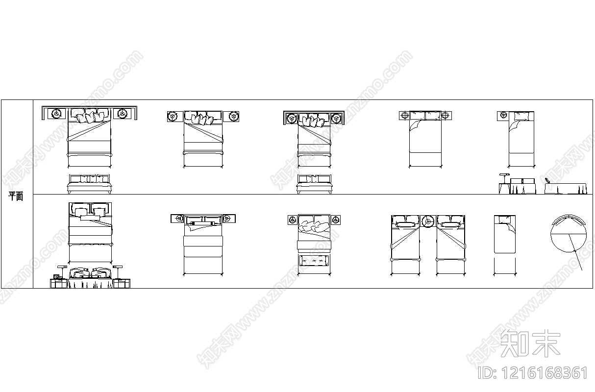 简约床施工图下载【ID:1216168361】