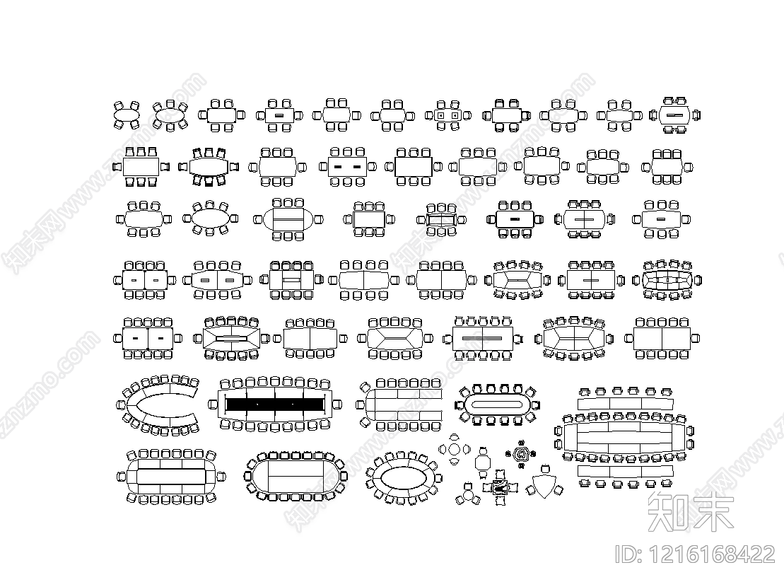 现代简约桌椅施工图下载【ID:1216168422】
