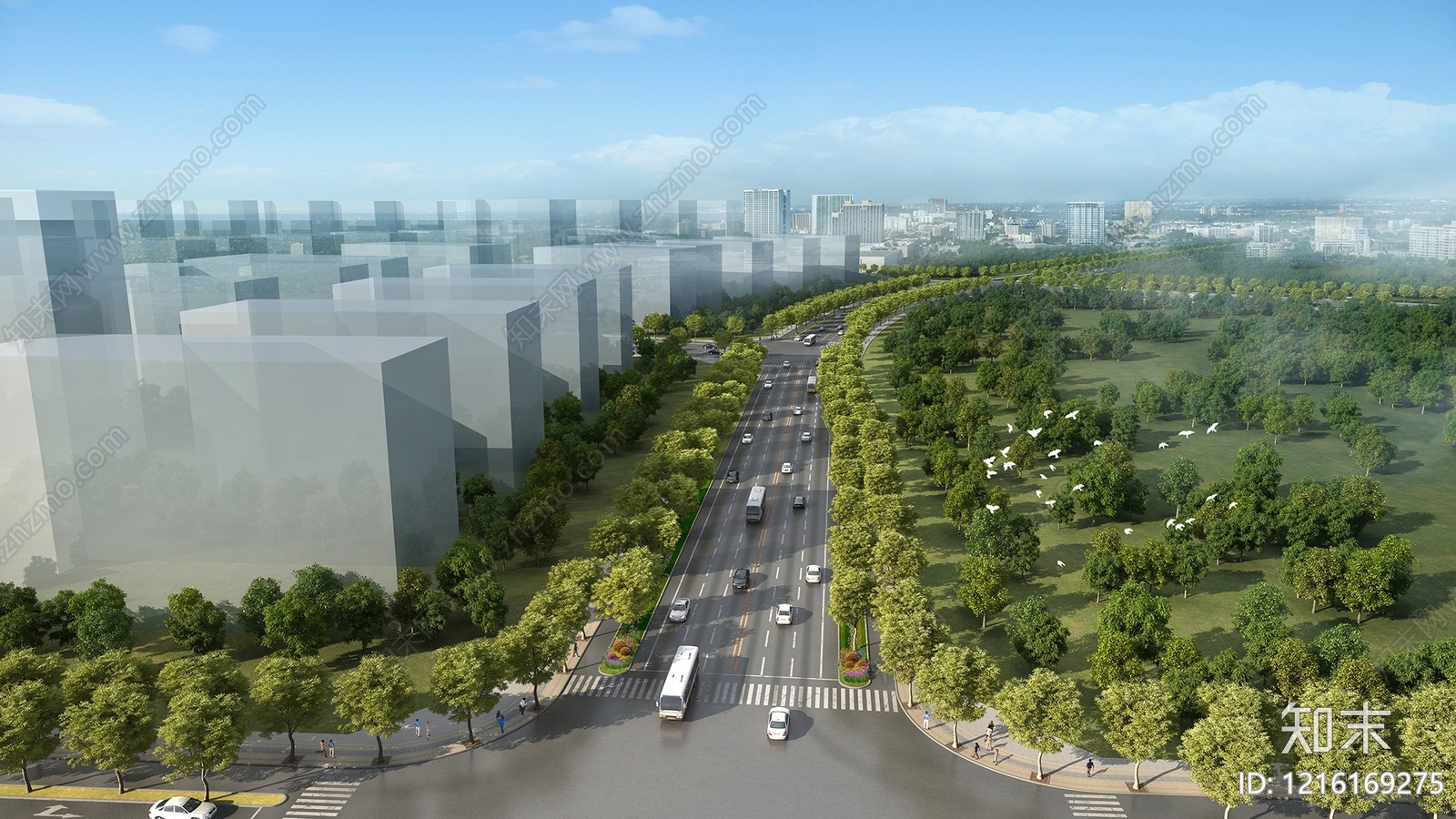 现代主义车行道路3D模型下载【ID:1216169275】
