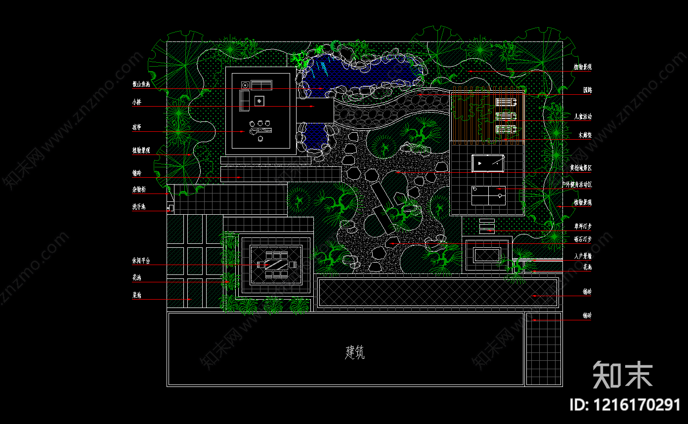 新中式庭院施工图下载【ID:1216170291】