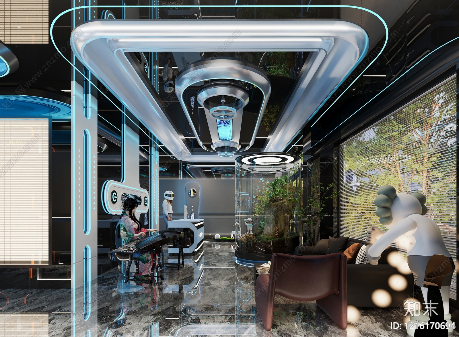赛博朋克风酒店走廊3D模型下载【ID:1216170694】