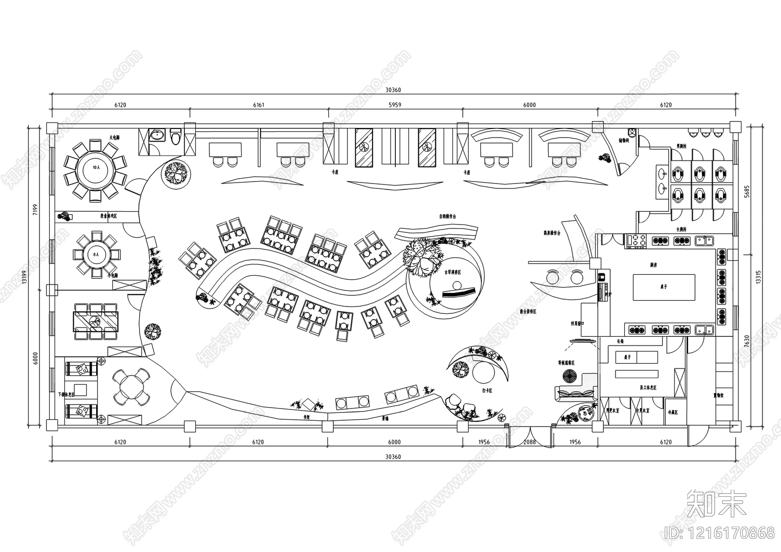 新中式中餐厅施工图下载【ID:1216170868】