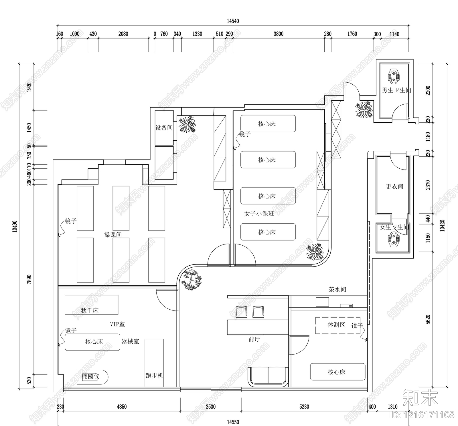 现代瑜伽馆施工图下载【ID:1216171108】