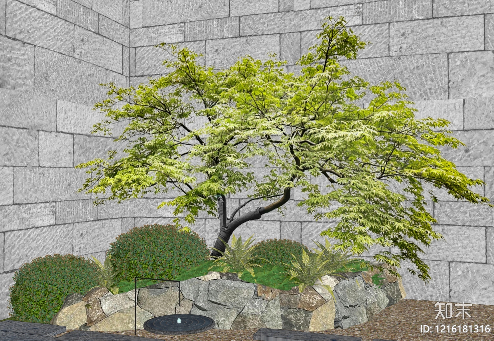 日式禅意乔木SU模型下载【ID:1216181316】