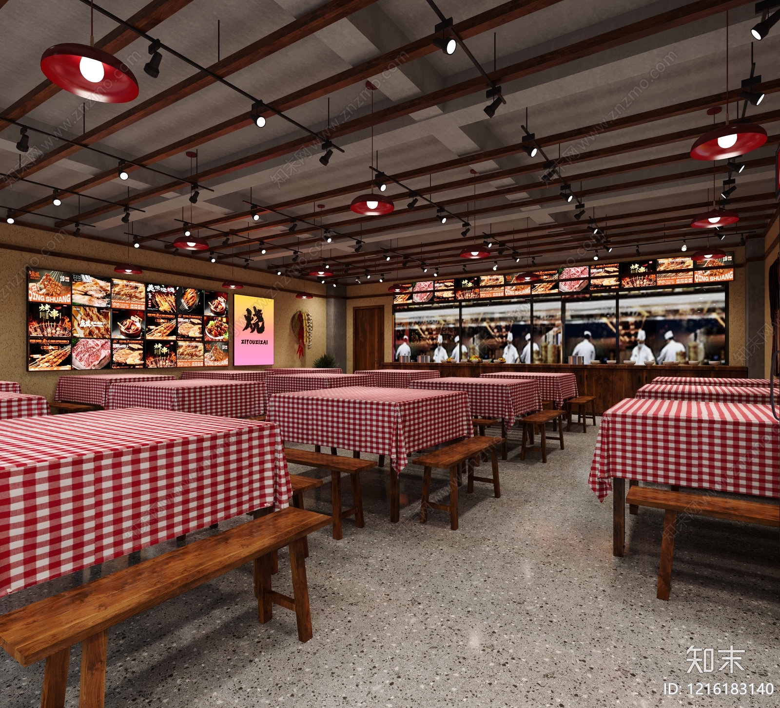 复古烧烤店3D模型下载【ID:1216183140】
