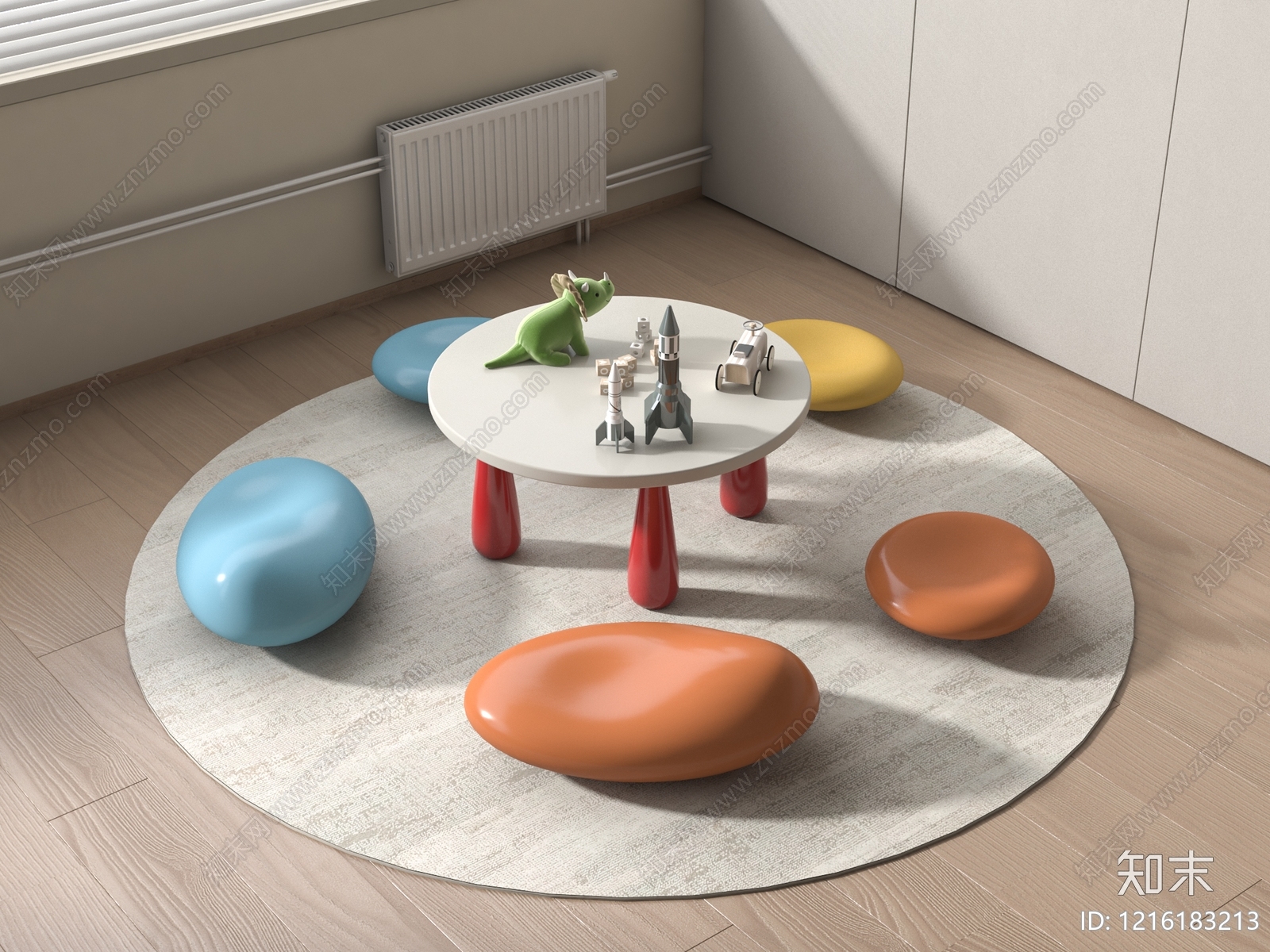 现代简约儿童桌椅3D模型下载【ID:1216183213】