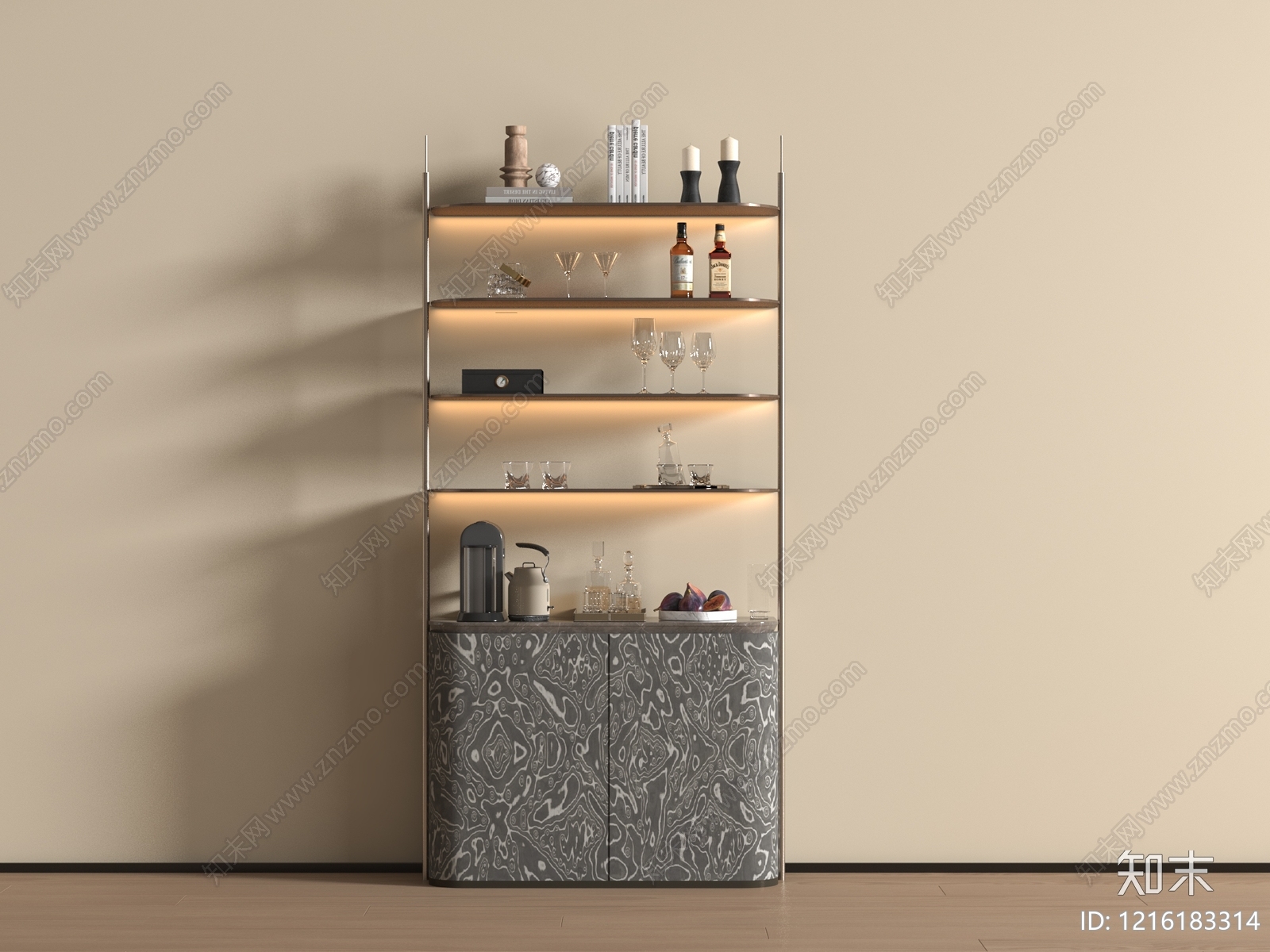现代简约酒柜3D模型下载【ID:1216183314】