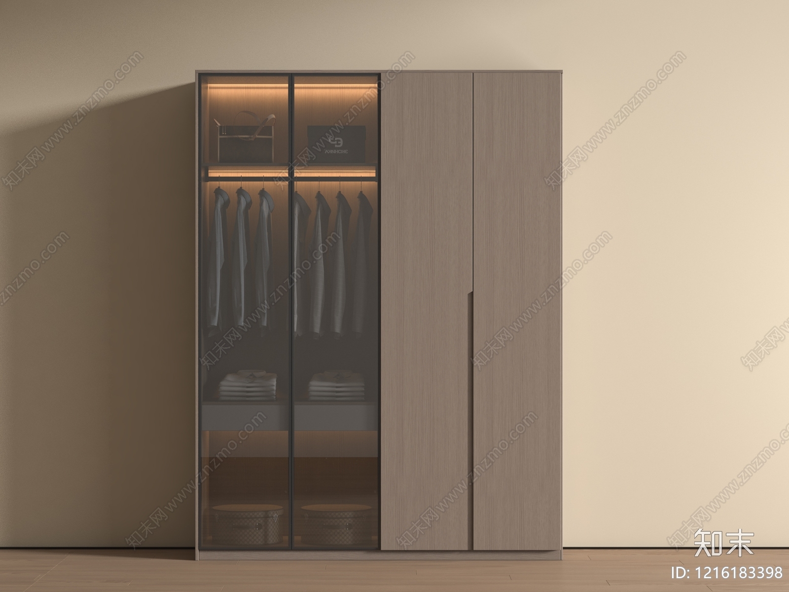 现代简约衣柜3D模型下载【ID:1216183398】